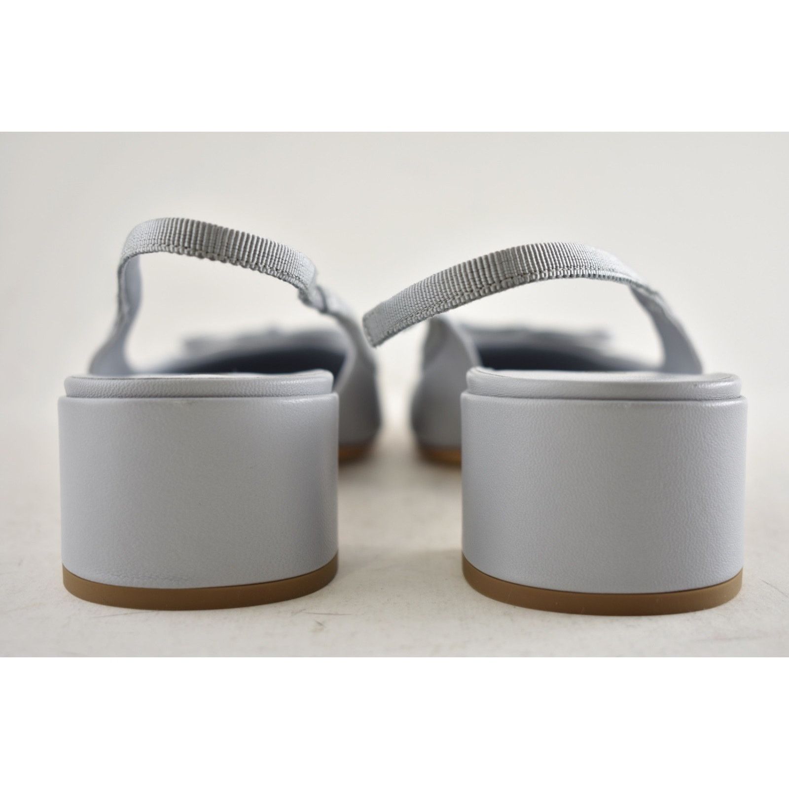 Prada Prada Grey Blue Triangle Logo Bow Slingback Pump 39.5 Size US 9.5 / IT 39.5 - 14 Thumbnail