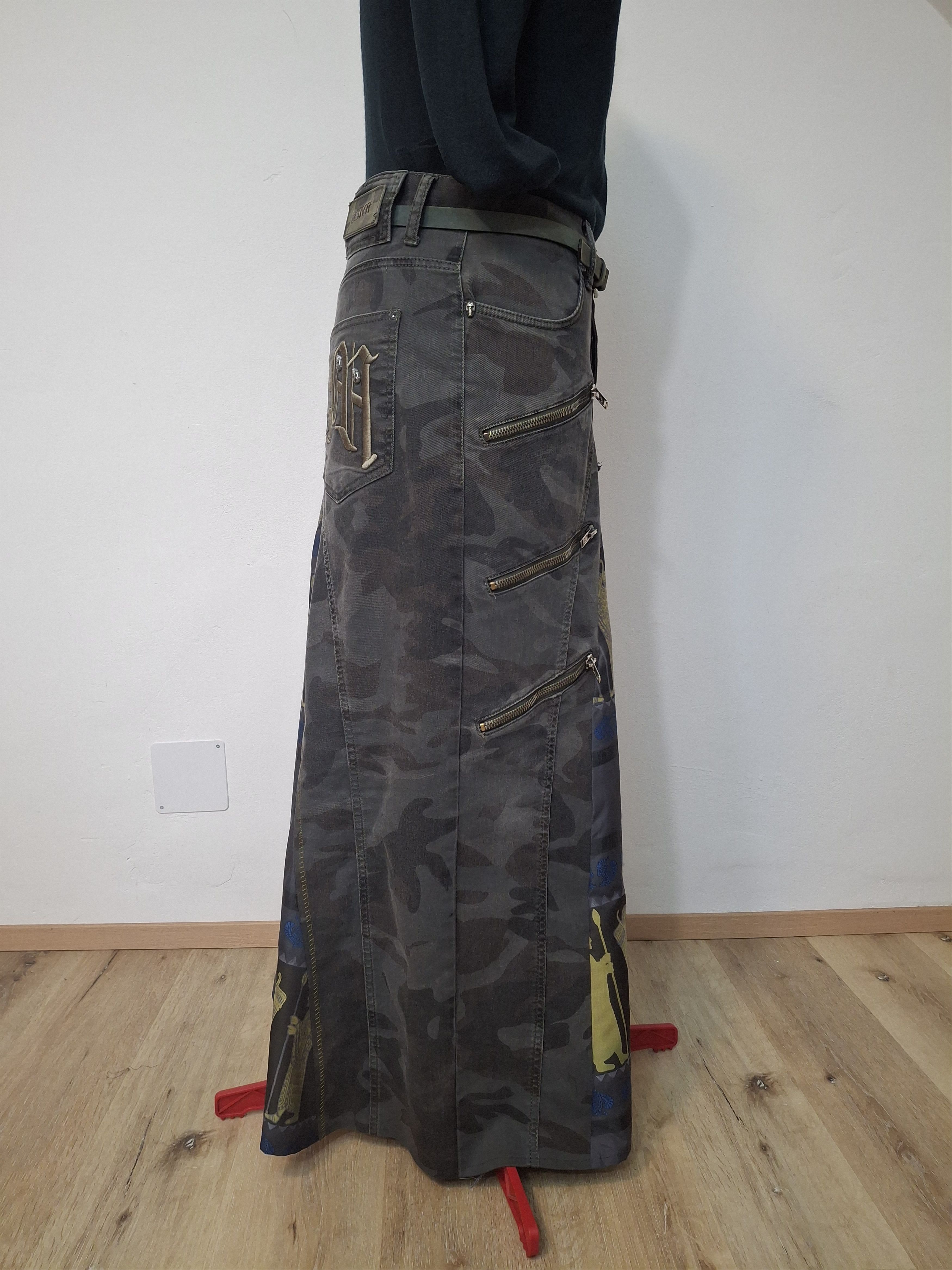 Vintage Y2K Reworked Denim Maxi Skirt 36" Size 36" / US 14 / IT 50 - 2 Thumbnail