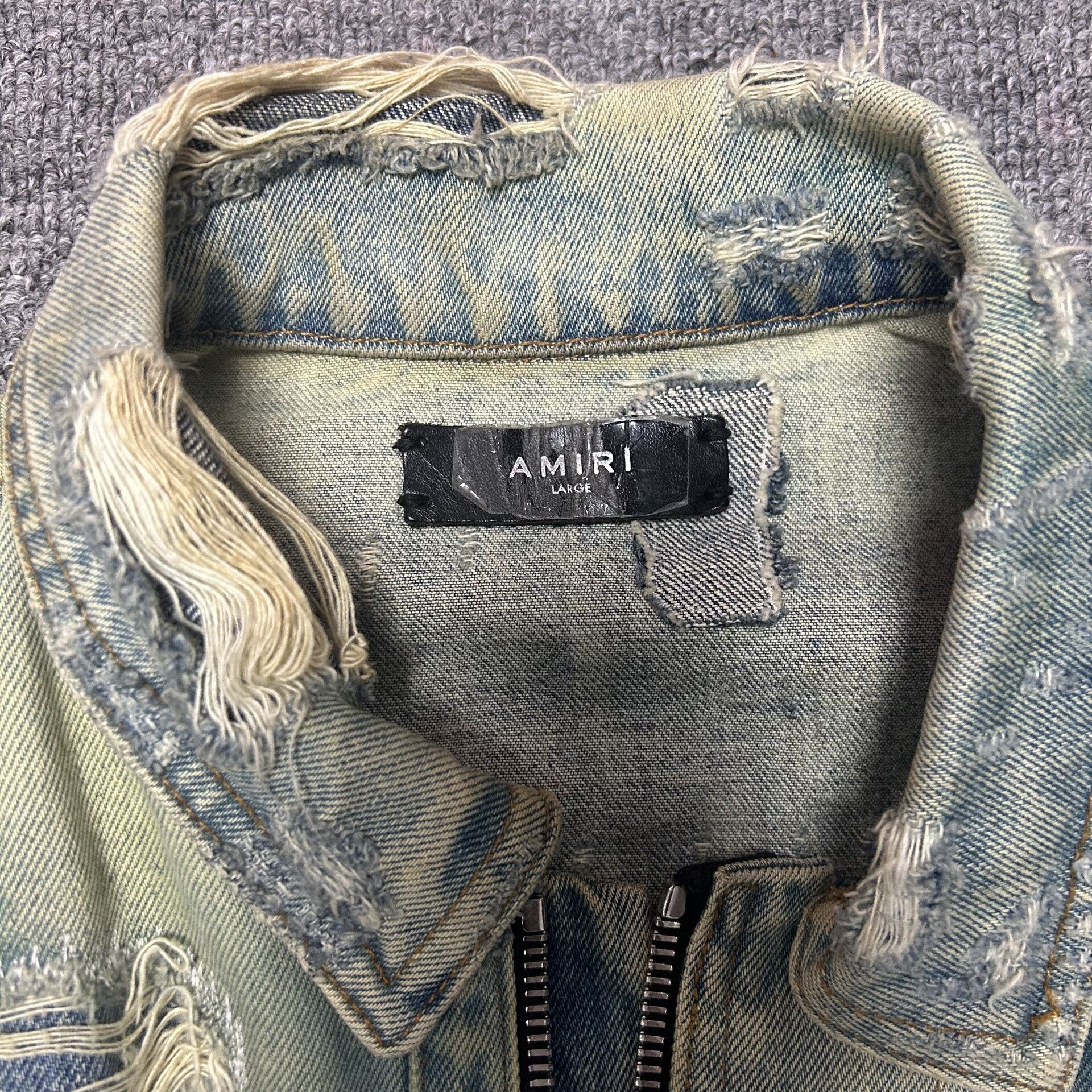 Amiri amiri destroyed grease stain denim jacket Size US M / EU 48-50 / 2 - 5 Thumbnail