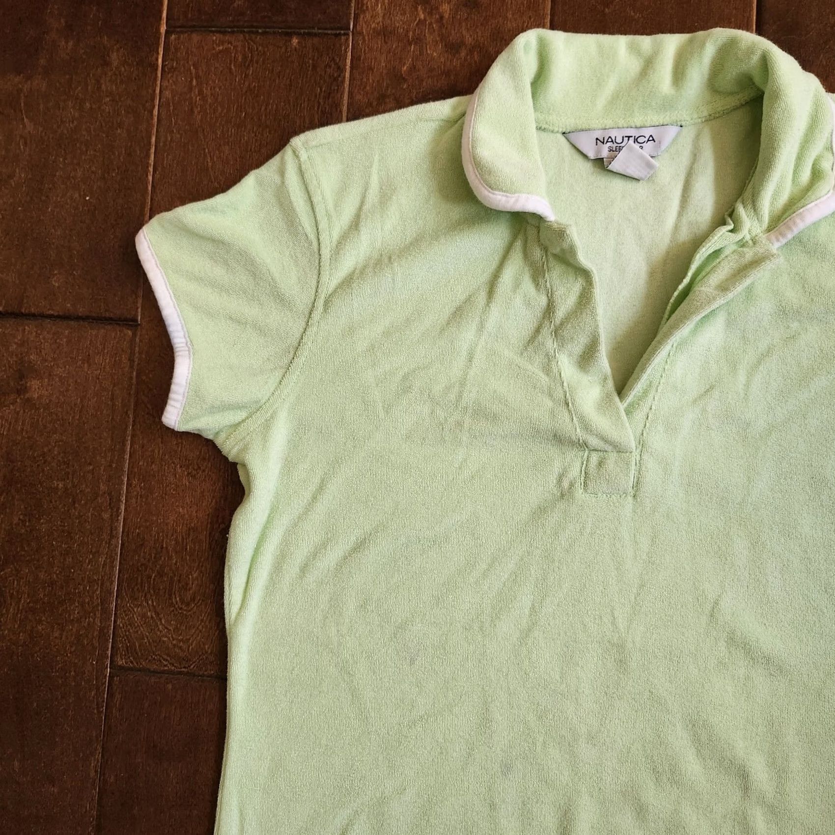 Nautica Nautica Women Sleepwear Polo Shirt - Size M - Green - Short Sleeve Collared Pajama Top, Cotton Polyester, Machine Washable, Regular, Women Size M / US 6-8 / IT 42-44 - 3 Thumbnail