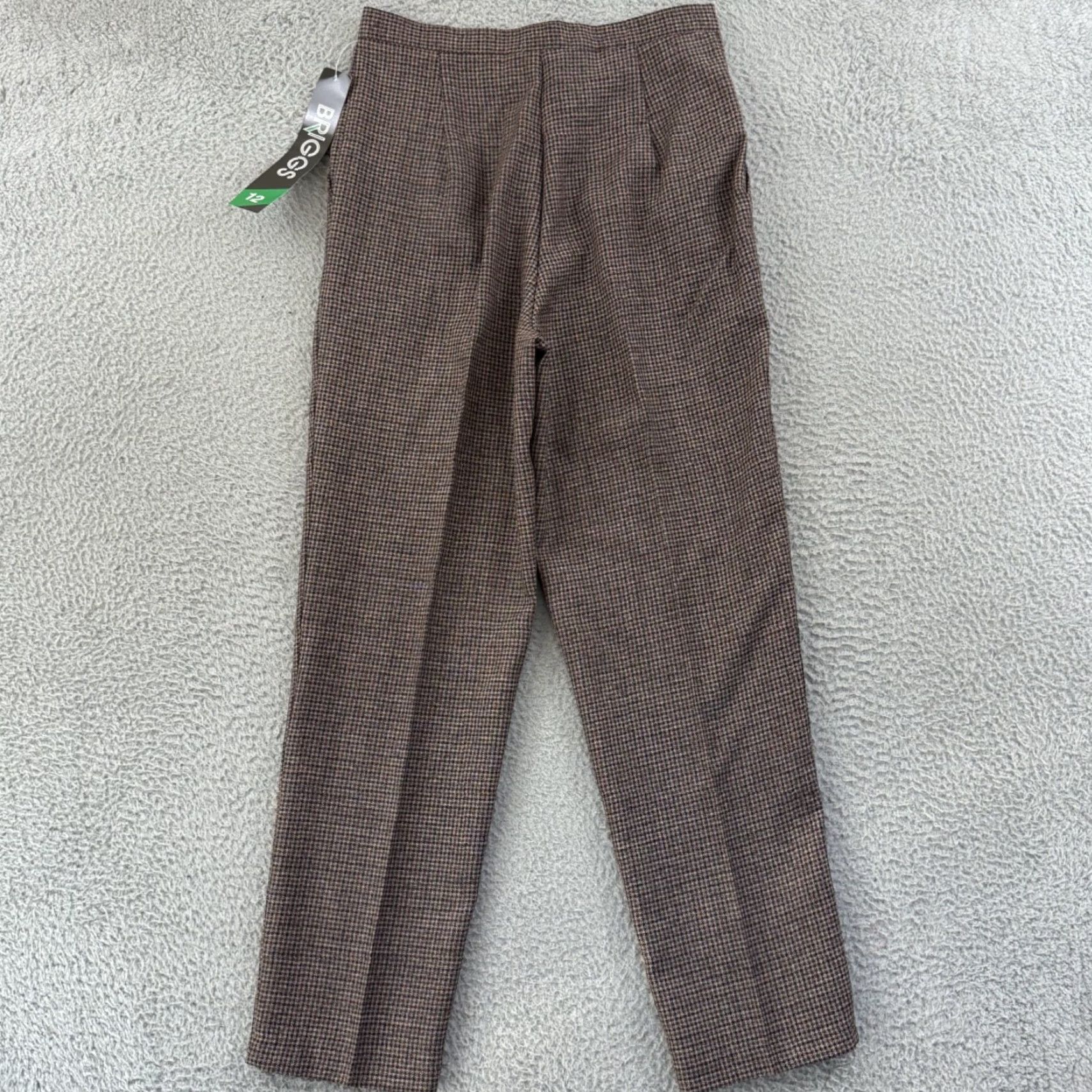 Vintage VINTAGE Briggs New York Pants Women 12 Houndstooth High Waist Pleated Trousers NWT Brown 90s City Hipster Preppy Modern Classic Tapered Leg Size 34" / US 12 / IT 48 - 7 Thumbnail