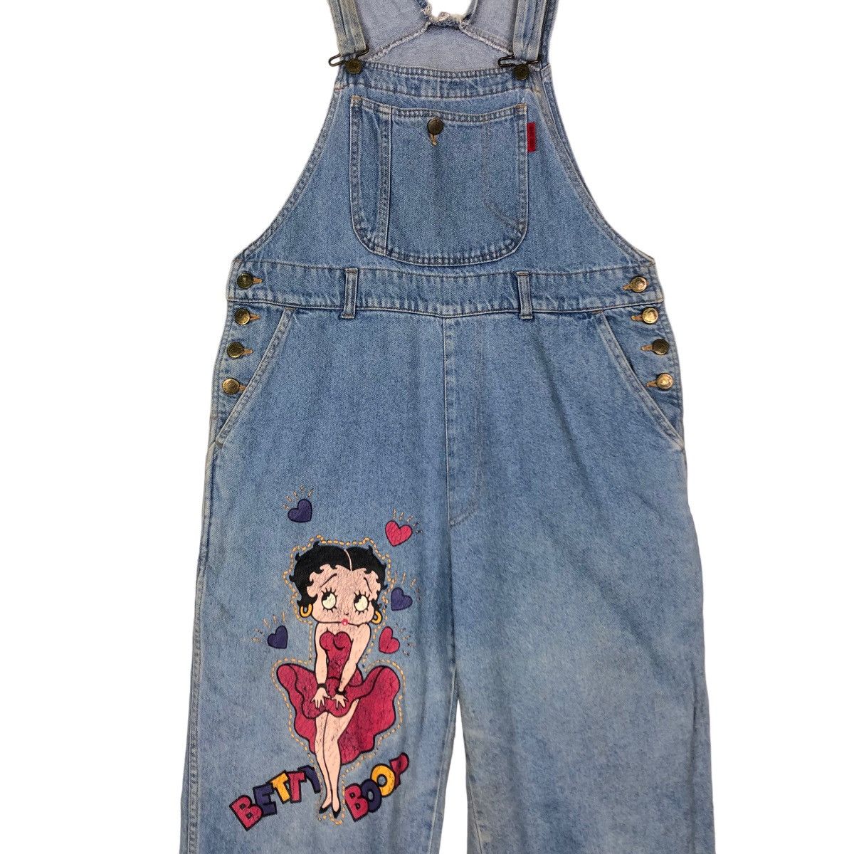 Cartoon Network 🔥Vintage Denim Overall Trousers Worker Betty Boop Big Logo Size US 36 / EU 52 - 5 Thumbnail