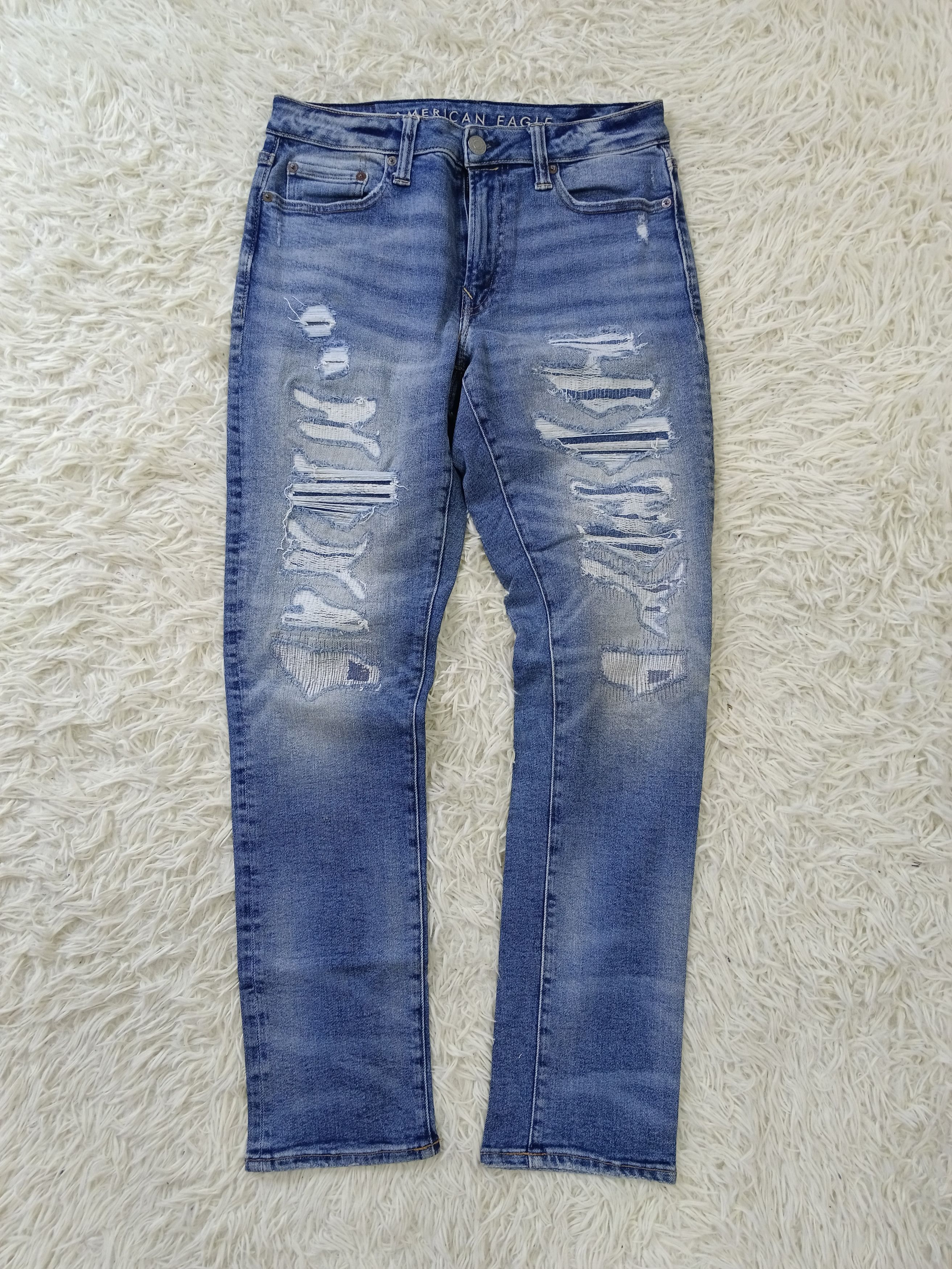 American Eagle Outfitters DiSTRESSED DENIM PACTHWORK AMERICAN EAGLE STRETCHABLE Size US 30 / EU 46 - 1 Thumbnail