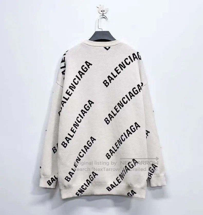 Balenciaga Balenciaga Light Beige Barrage Printed Logo Knit Sweater Size US S / EU 44-46 / 1 - 2 Thumbnail