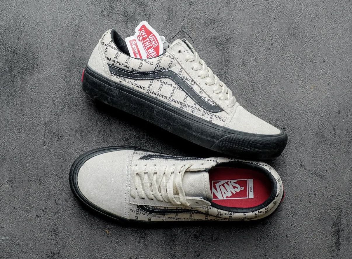 Supreme × Vans Supreme X Vans “Grid” White Gum bottom | Grailed