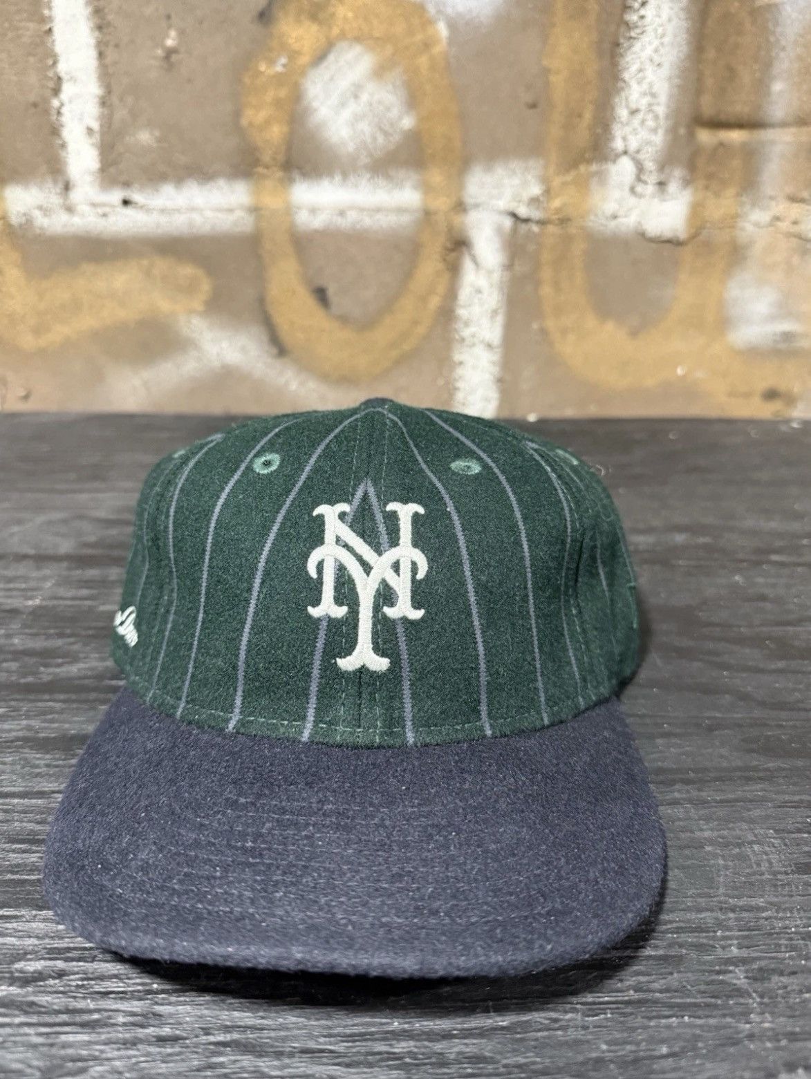 Aime Leon Dore MLB New Era Baseball Cap Green Blue Pinstripe
