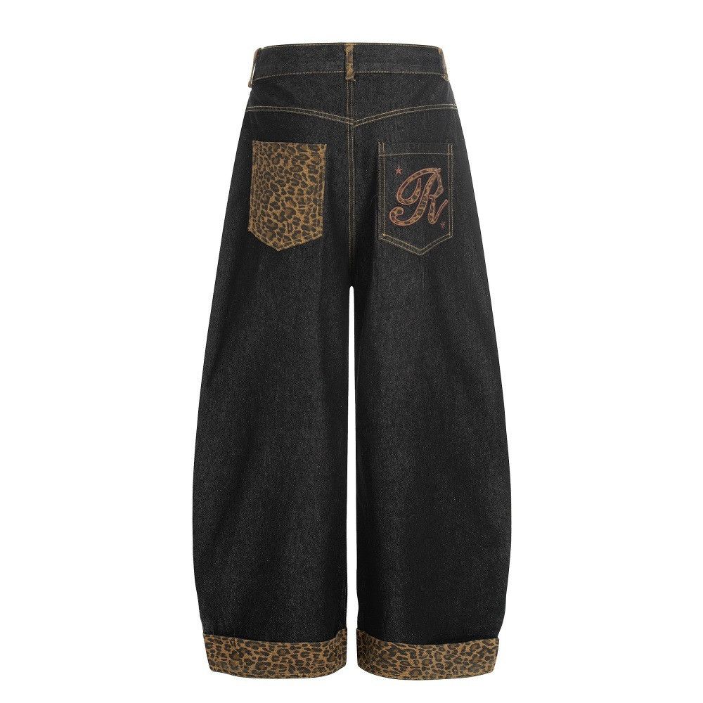 Jean Men's vibe workwear leopard print patchwork curved jeans Size US 32 / EU 48 - 2 Thumbnail