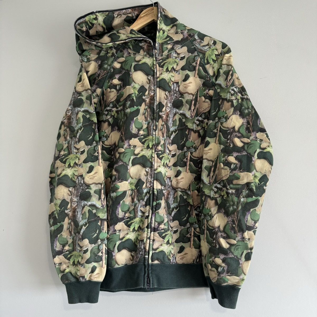 image of Og Bape Village Camo Realtree Zip Up Hoodie in Green, Men's (Size XL)