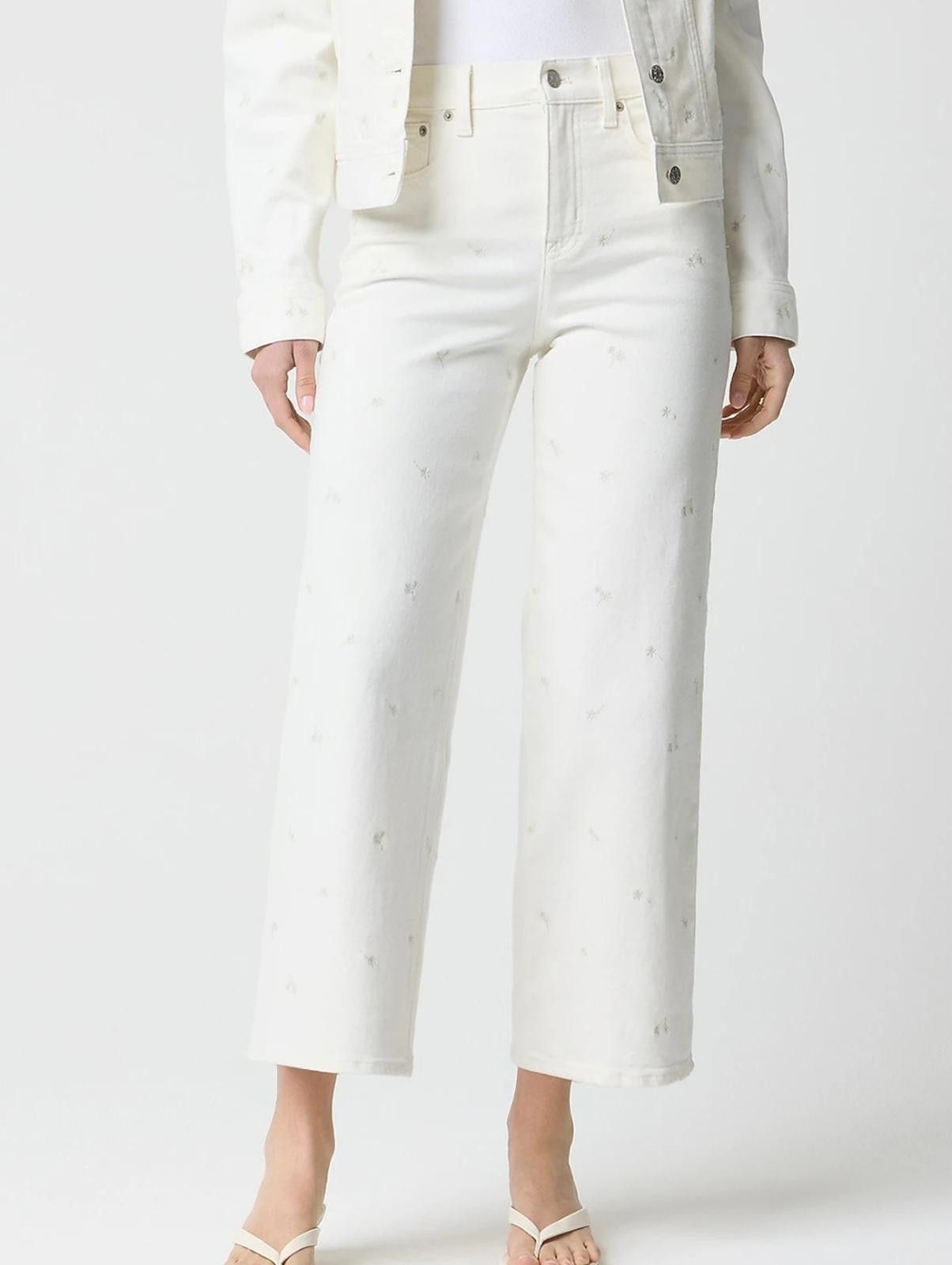 J.Crew J Crew Wide-leg embroidered cropped jean Size 31" - 1 Thumbnail
