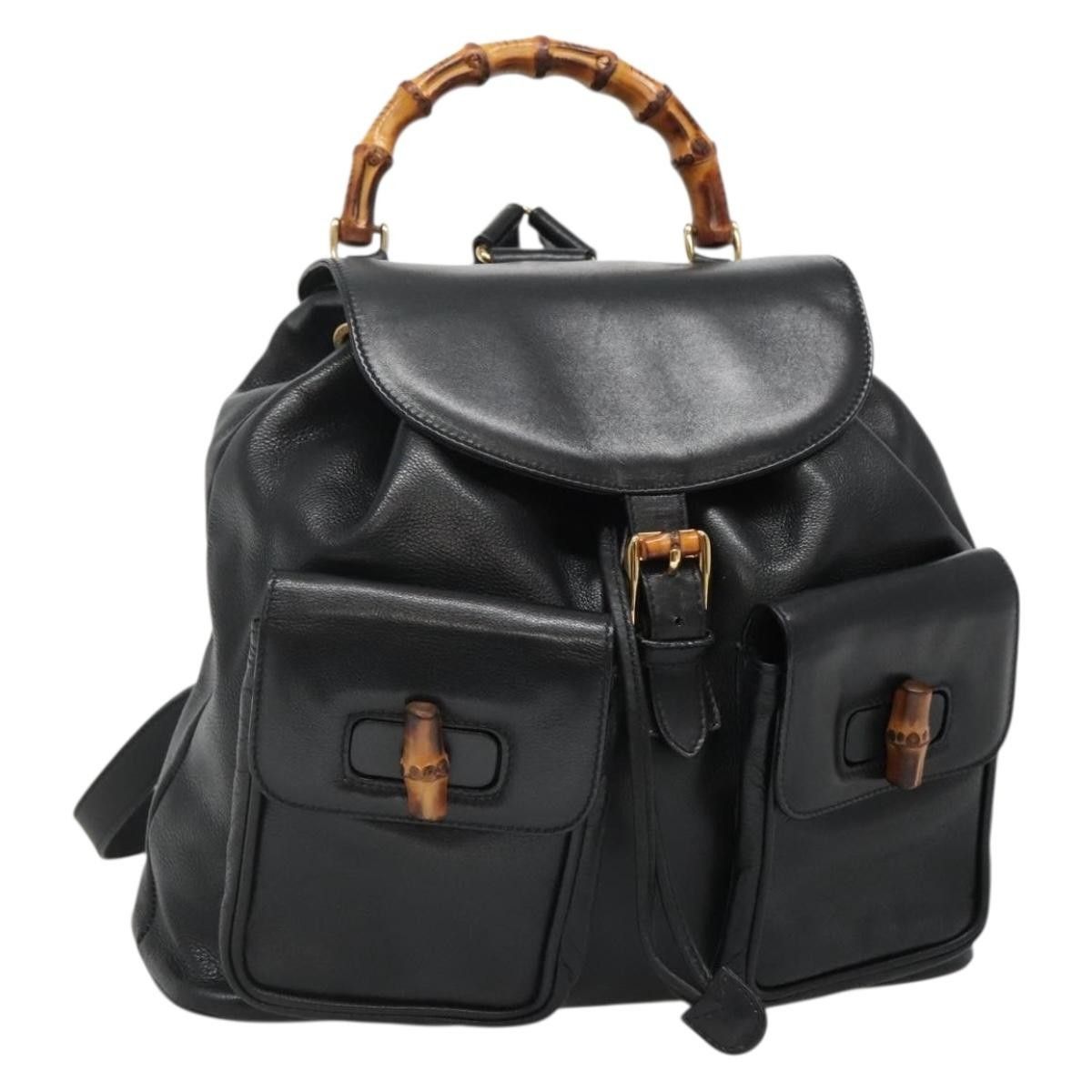Gucci Gucci Vintage Bamboo Backpack Leather Size ONE SIZE - 1 Thumbnail