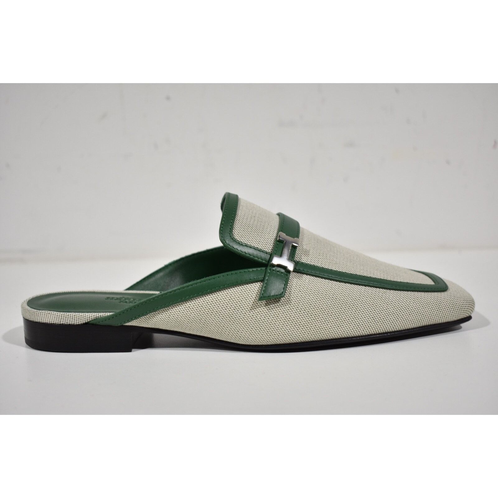 Hermes Groupie Mule Cactus Canvas Backless Mule Slide Flat 37 Size US 7 / IT 37 - 2 Thumbnail