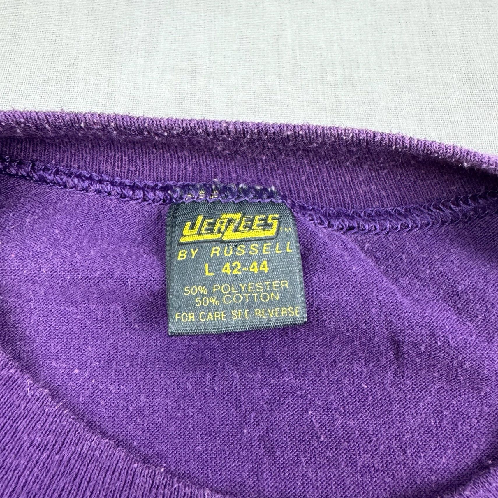Jerzees Vintage 70s Long Horn Steaks T Shirt Adult Large Purple Graphic Barbque Party Size US L / EU 52-54 / 3 - 5 Thumbnail