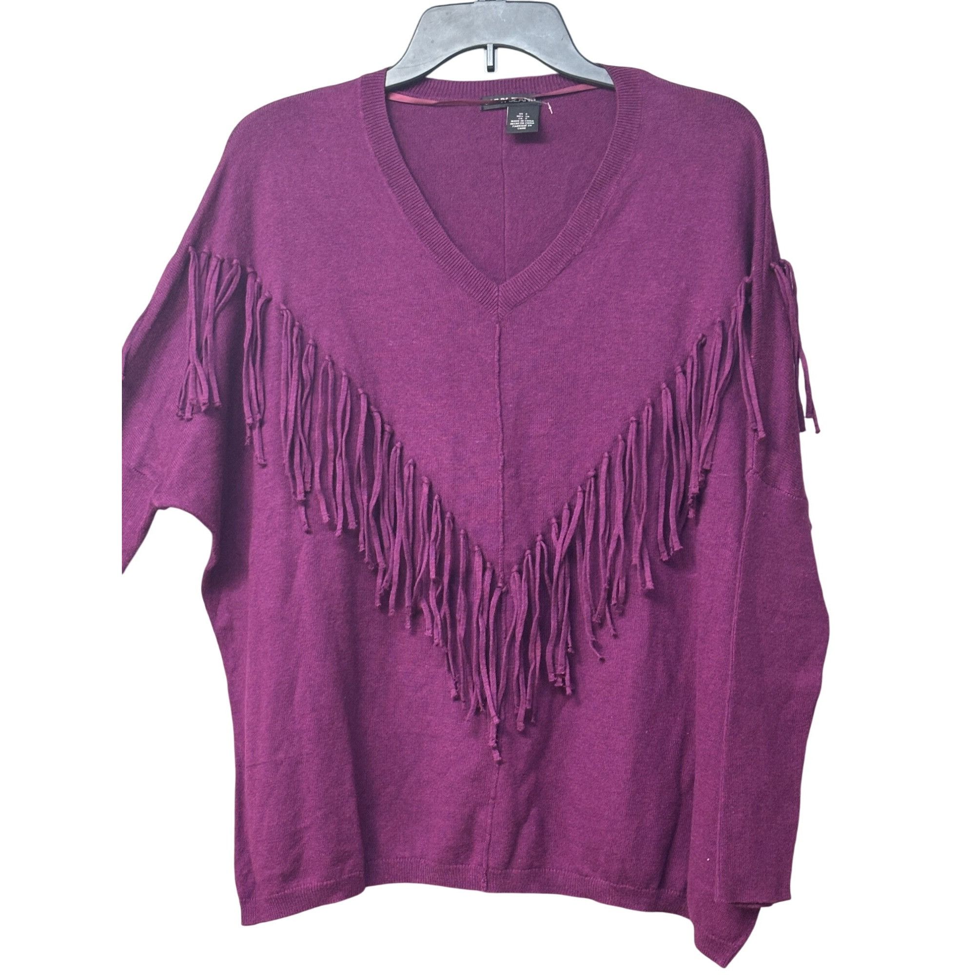 Other DKNY Fringe Embellished V-neckline Dolman Sweater, Purple, S Size S / US 4 / IT 40 - 4 Thumbnail