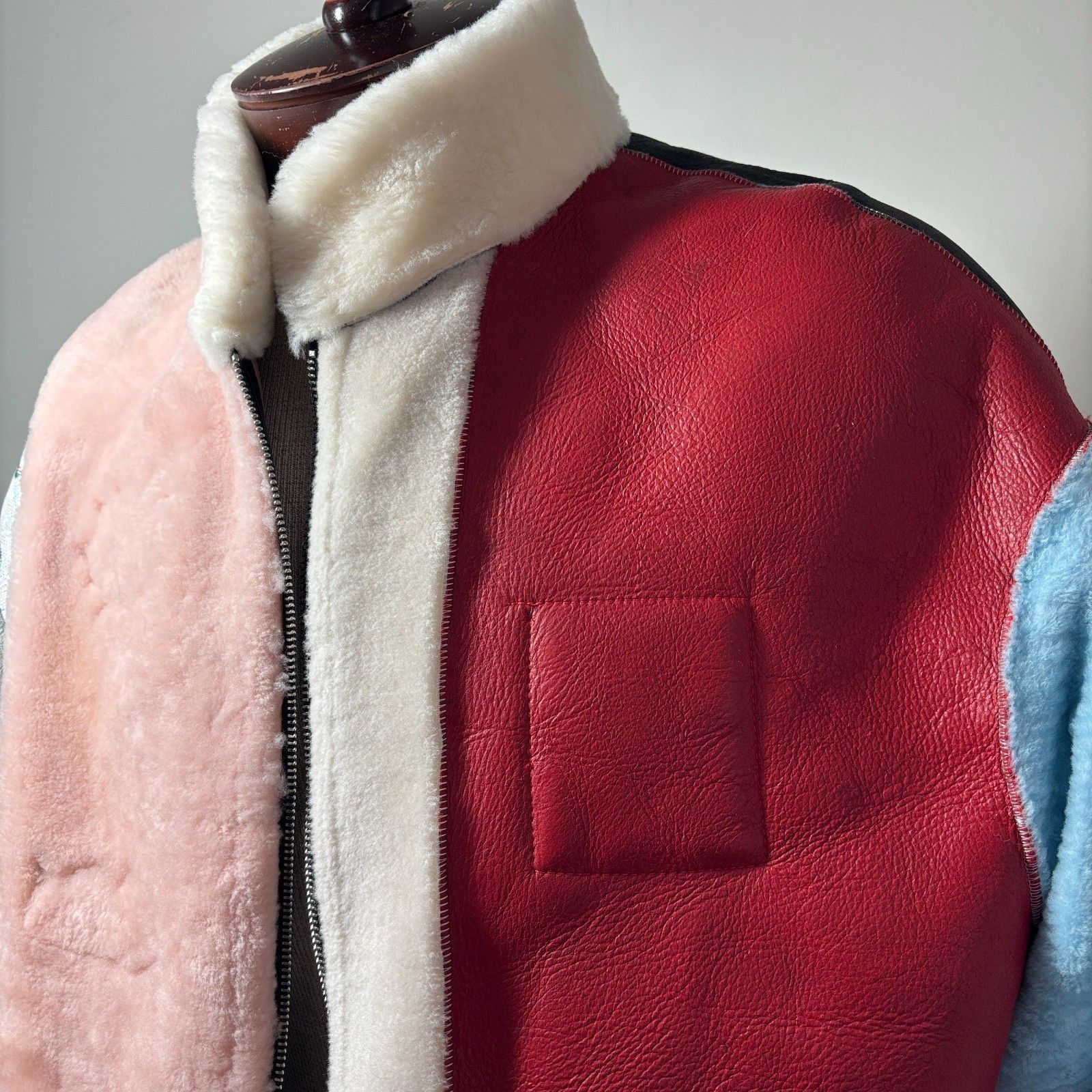 Other Rare Patchwork Shearling Jacket Bomber One Size Fits All NEW Size M / US 6-8 / IT 42-44 - 16 Thumbnail