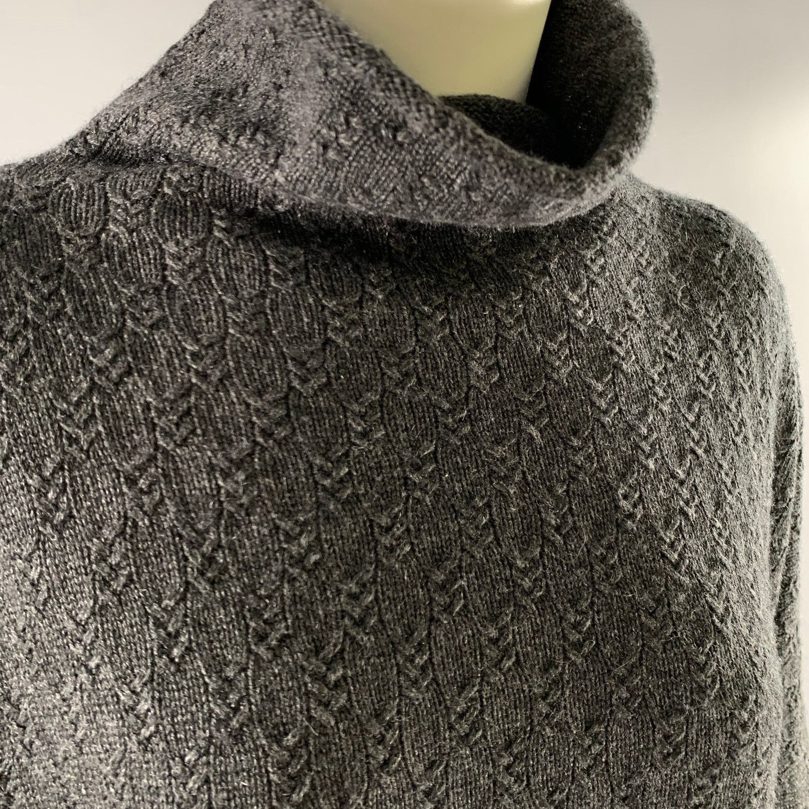 eskandar ESKANDAR M Grey Silk Cashmere Oversized Turtleneck Sweater Size ONE SIZE - 2 Thumbnail