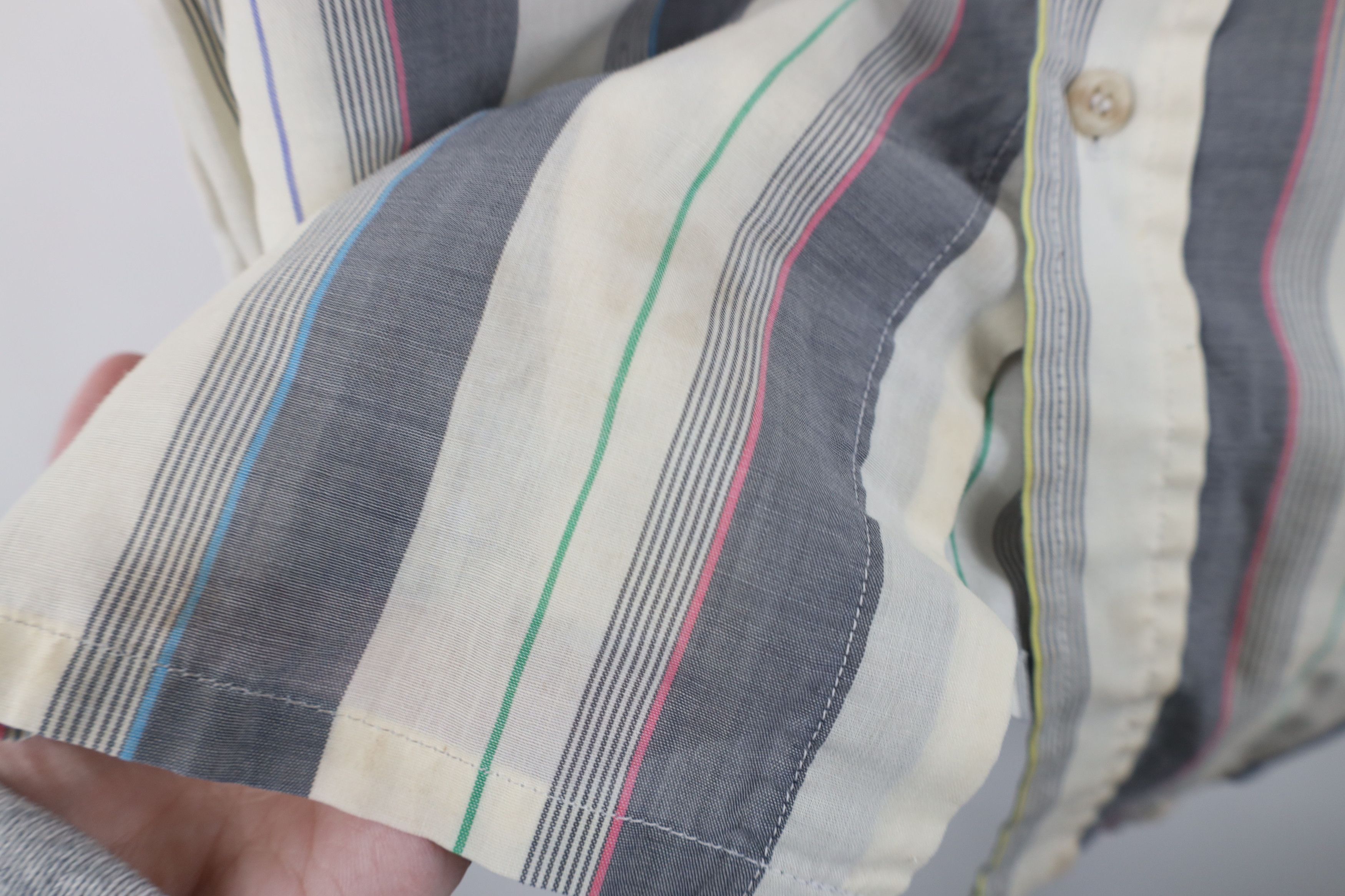 Vintage Vintage 90s Streetwear Sheer Rainbow Striped Button Shirt Size US XL / EU 56 / 4 - 6 Thumbnail