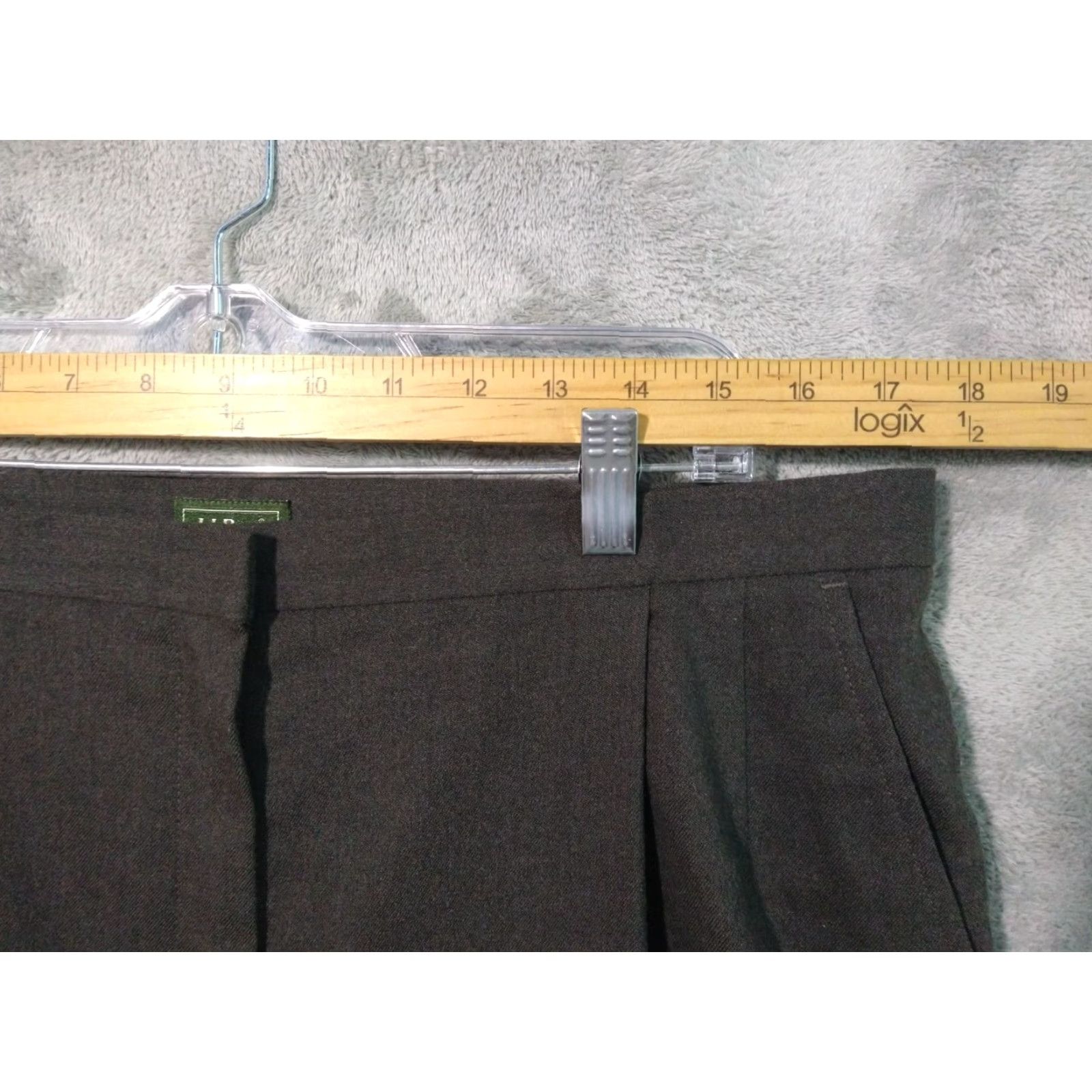 Vintage LL Bean Pants Womens 16 Petite Brown Wool Straight Leg High Rise Pleated Size 38" / US 16 / IT 52 - 3 Thumbnail