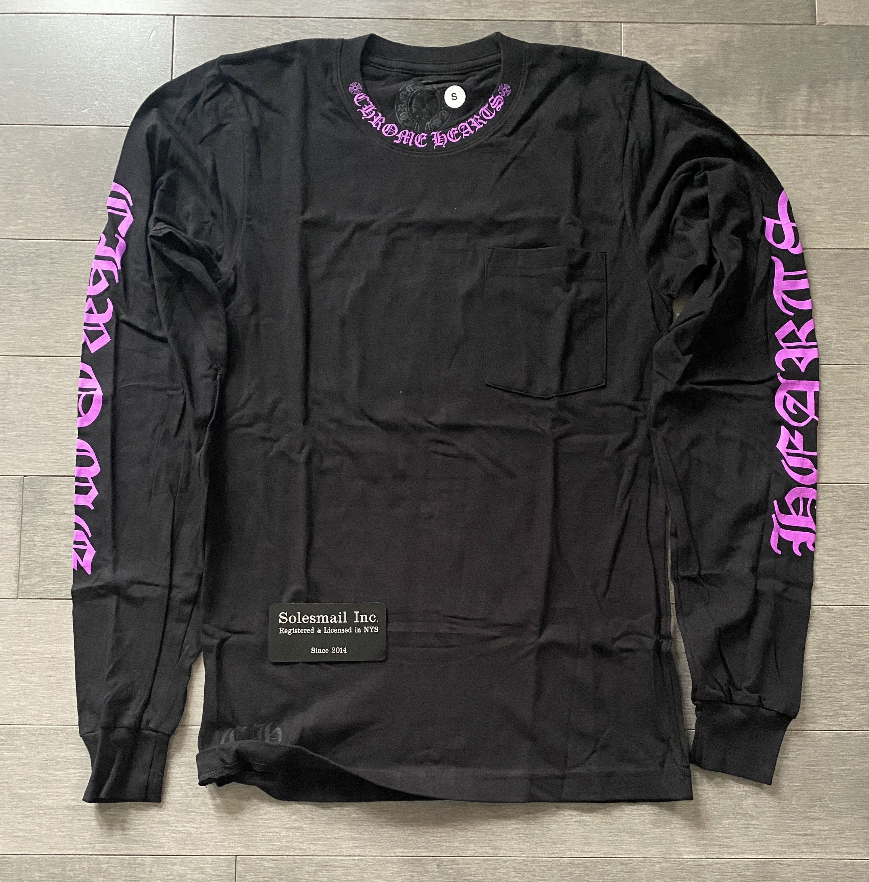 image of Chrome Hearts Purple Neck Logo Long sleeve Tee in Black, Men's (Size Small)