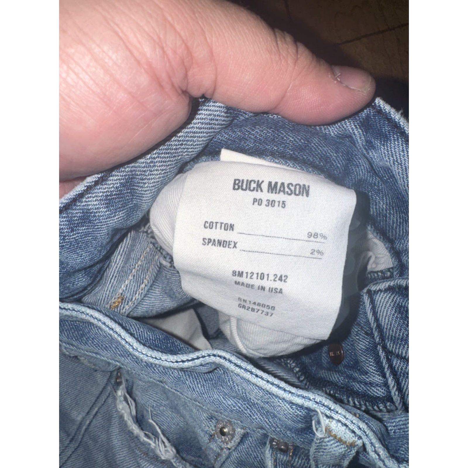 Buck Mason Buck Mason PO 3015 Button Fly Stone Washed Ripped Jeans 28x26 Beige Skinny Mens Regular 28 Inseam 26 Jeans Box Stone Washed Buck Mason Shirt? Size US 28 / EU 44 - 5 Thumbnail
