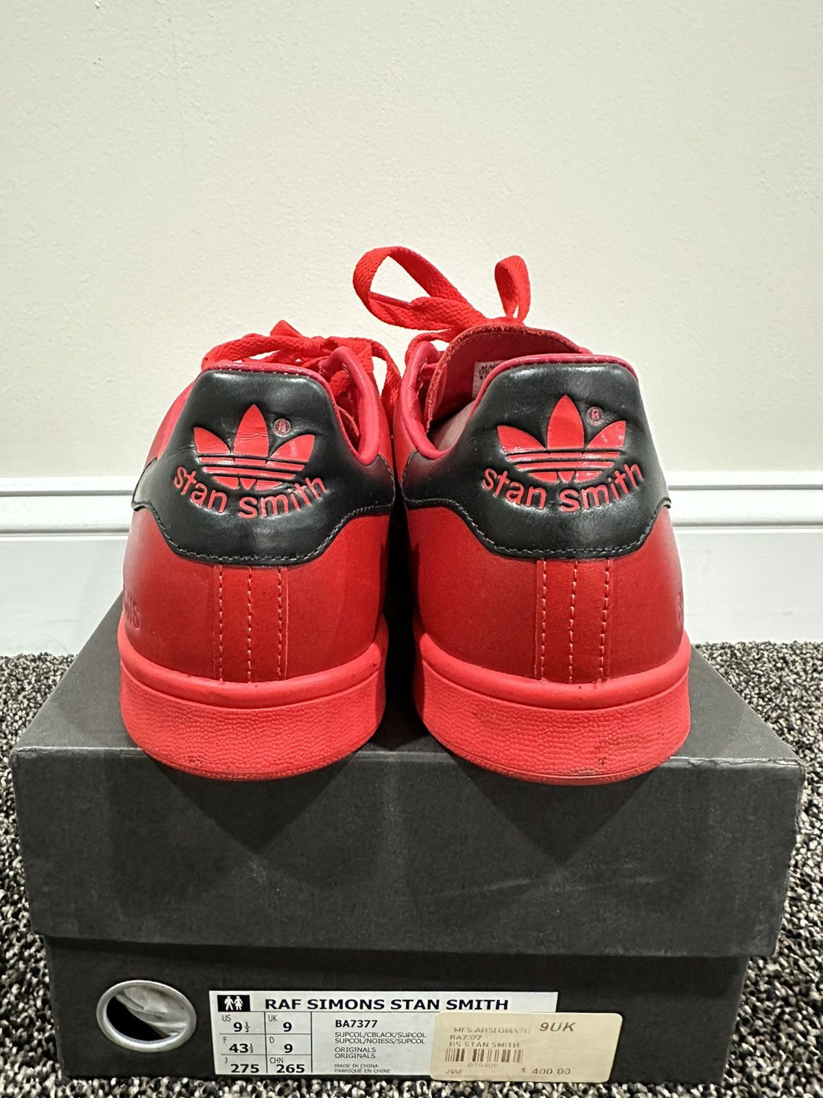Adidas Raf Simons x Barneys x Adidas Stan Smith Red Low Top Sneaker Size US 9.5 / EU 42-43 - 3 Thumbnail