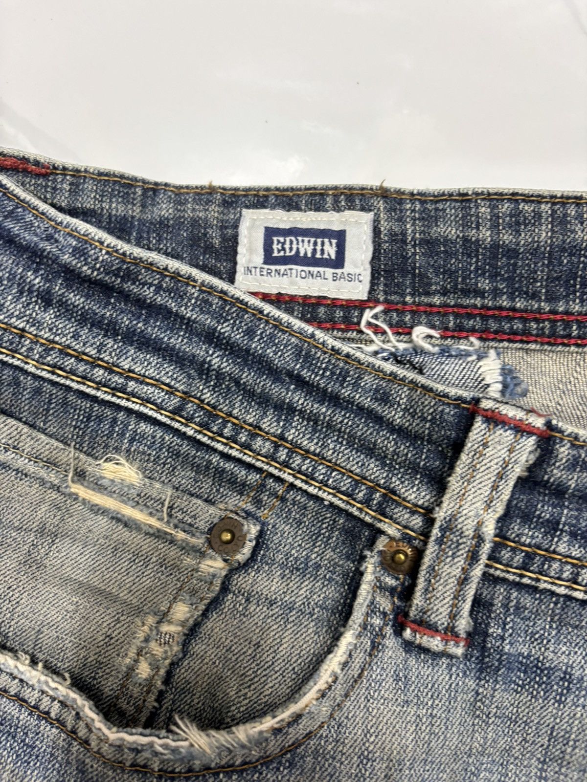 Kapital EDWIN PATCHWORK DISTRESSED DENIM JEANS LOOSE FIT Size US 36 / EU 52 - 11 Thumbnail
