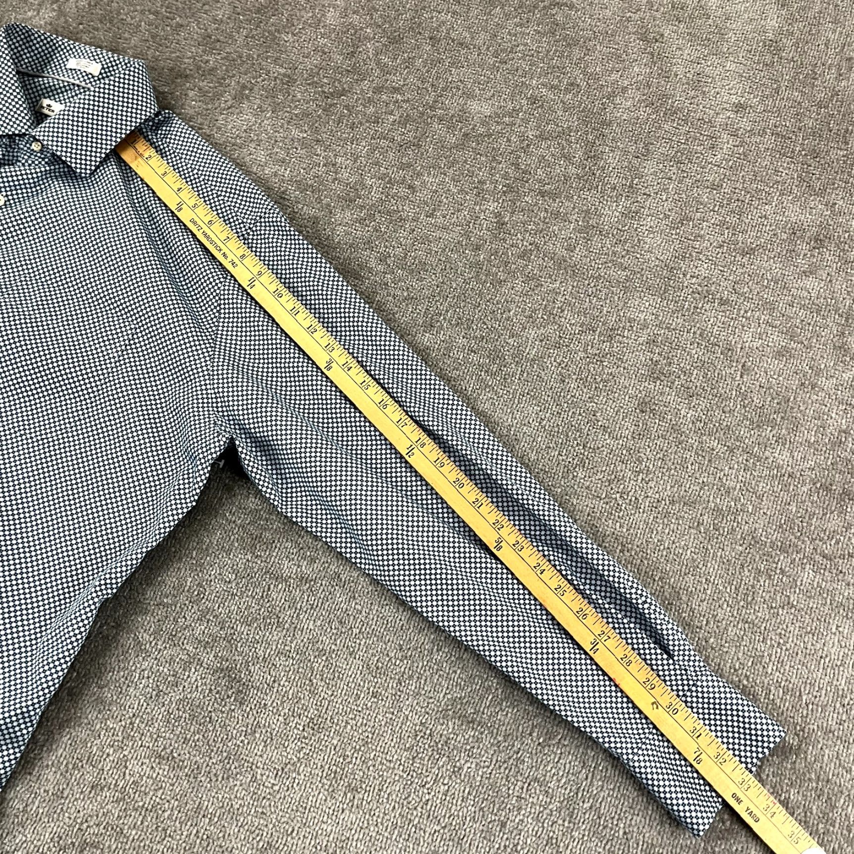 Peter Millar PETER MILLAR Shirt Mens Extra Large Blue Geometric Button Up Dress Long Sleeve Size 46R - 5 Thumbnail