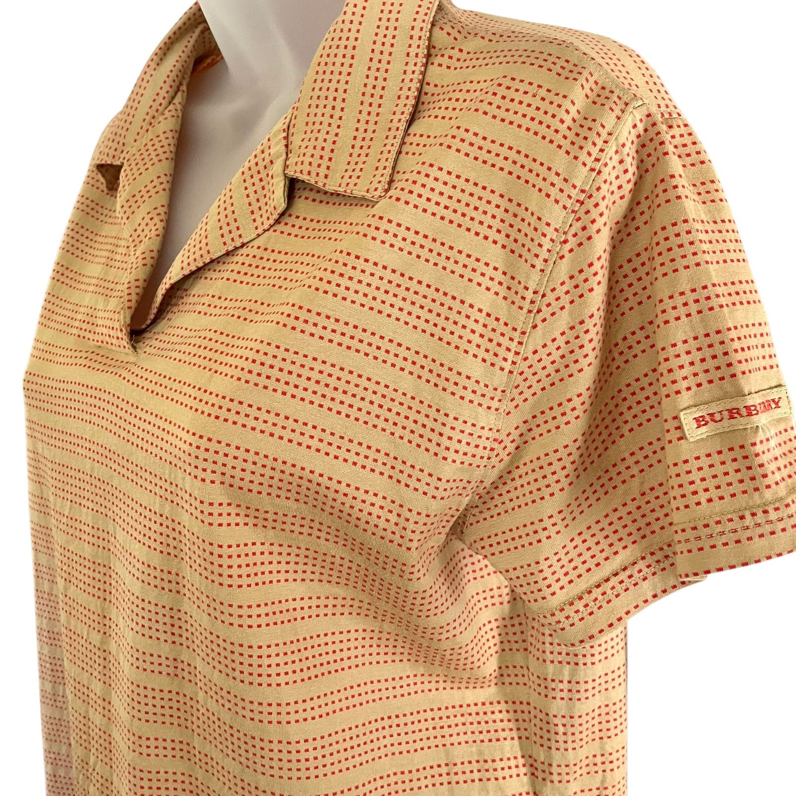 Burberry × Vintage Burberry Golf Vintage Camel Cotton Red Stripe Polo T-Shirt Size M / US 6-8 / IT 42-44 - 10 Thumbnail