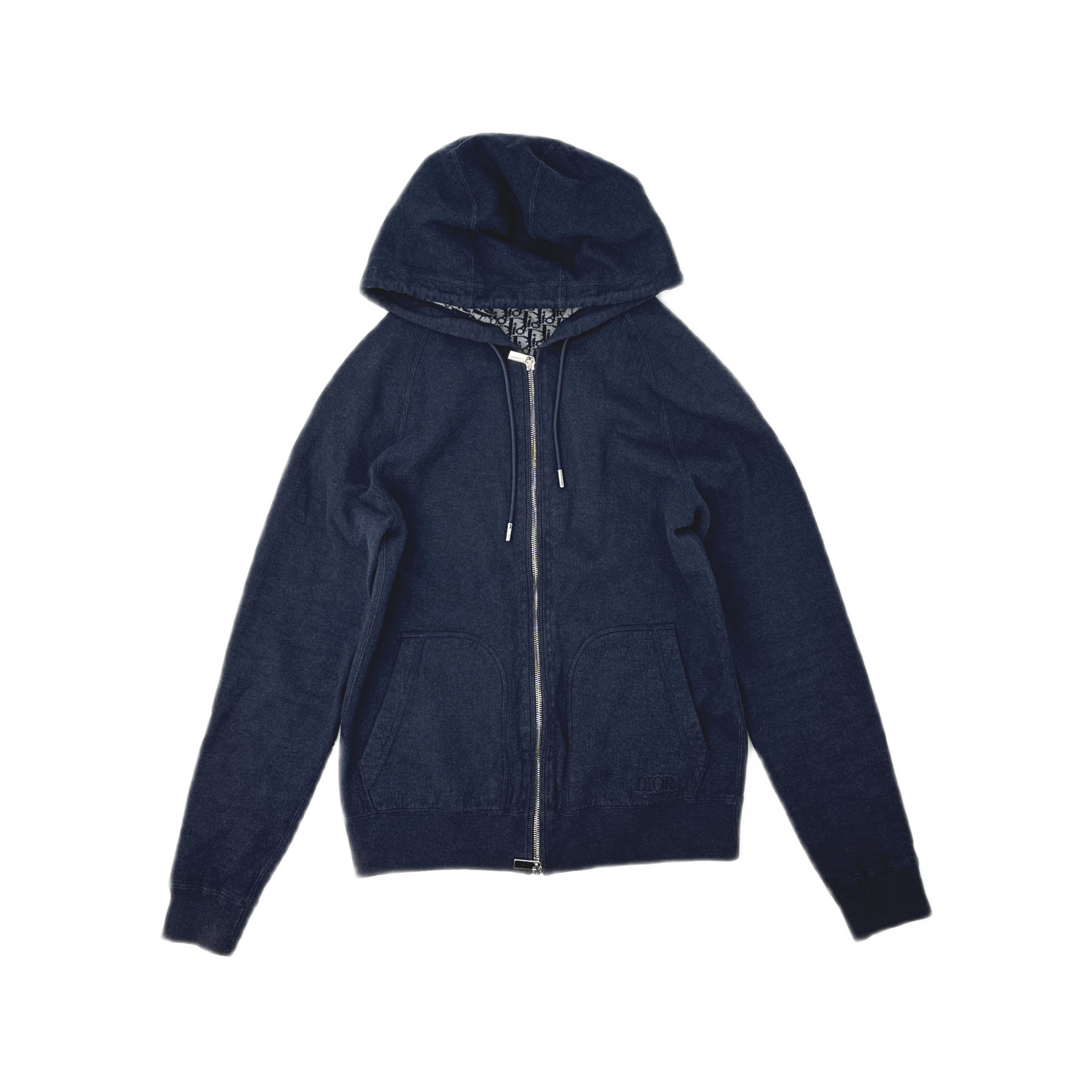 Dior × Hedi Slimane Dior Homme Bee Logo Navy Blue Zip Sweatshirt