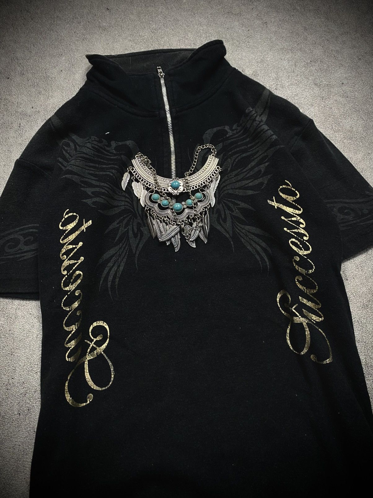 Japanese Brand 00s Marcestser japanese poem halfzip tee Size US M / EU 48-50 / 2 - 4 Thumbnail