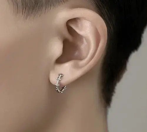 Other Gothic Silver Thorns Hoops Earring (1 pair) Size ONE SIZE - 2 Thumbnail