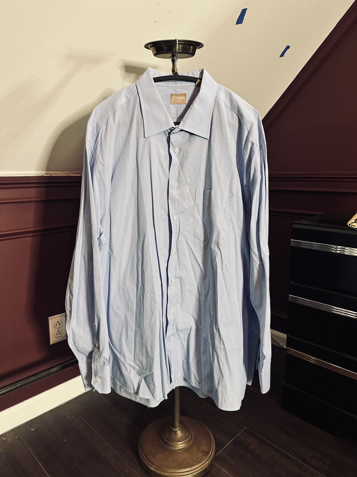 Gitman Bros. Light blue plaid MiUSA pocket button-up dress shirt Size US XXL / EU 58 / 5 - 1 Thumbnail