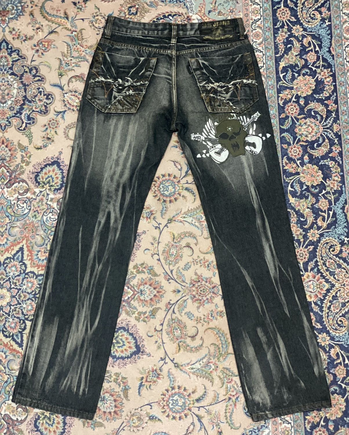 If Six Was Nine × JNCO Astom Denim Skull Lighting crazy design🚀 Size US 31 - 7 Thumbnail