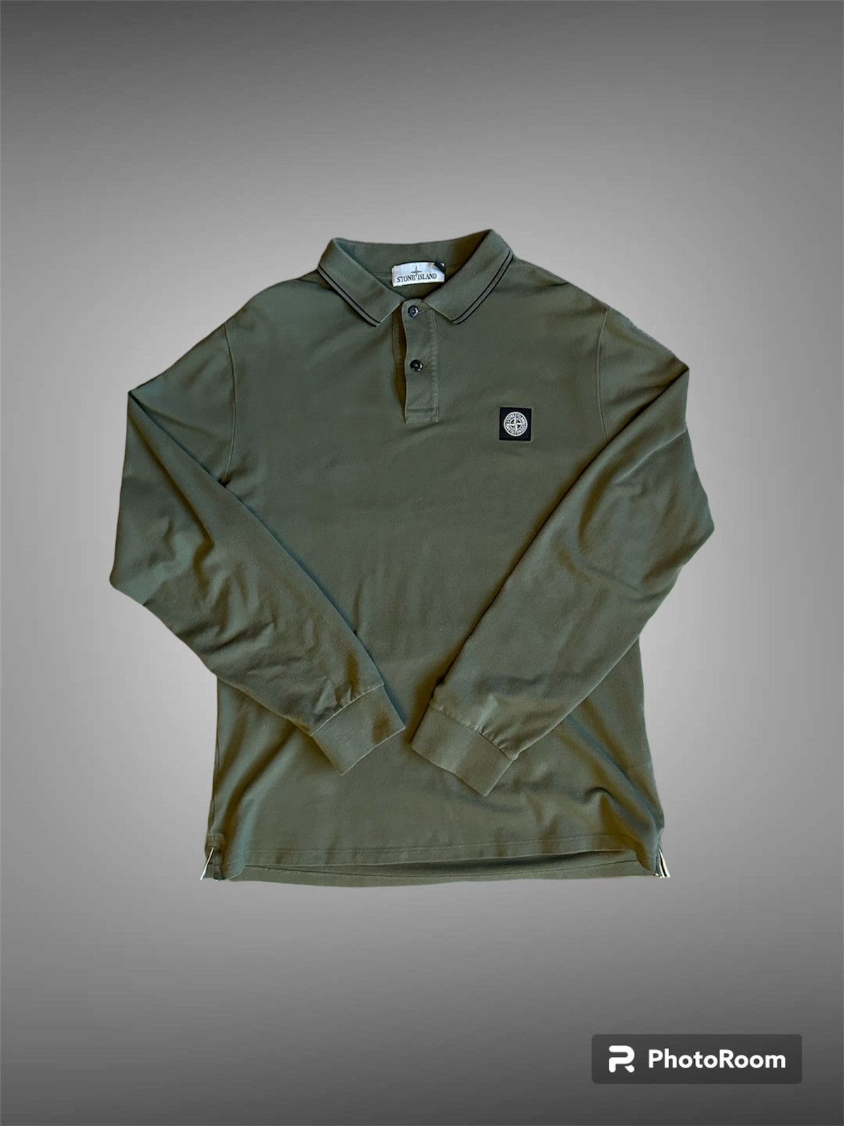 image of Stone Island L/s Polo Sweatshirt Slim Fit in Khaki, Men's (Size XL)