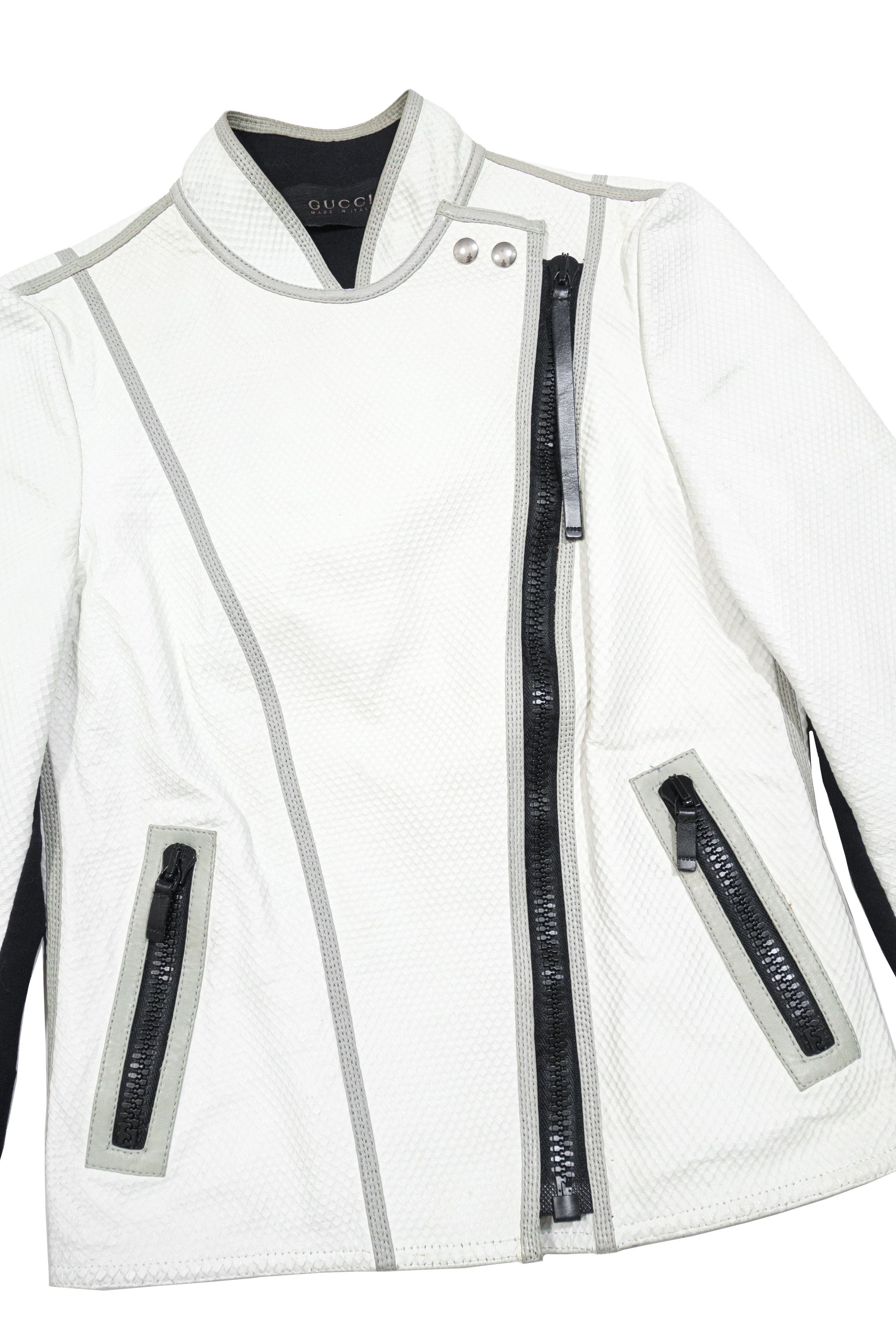 Gucci Runway Resort 2010 Embossed Leather Biker Moto Jacket Size S / US 4 / IT 40 - 4 Thumbnail