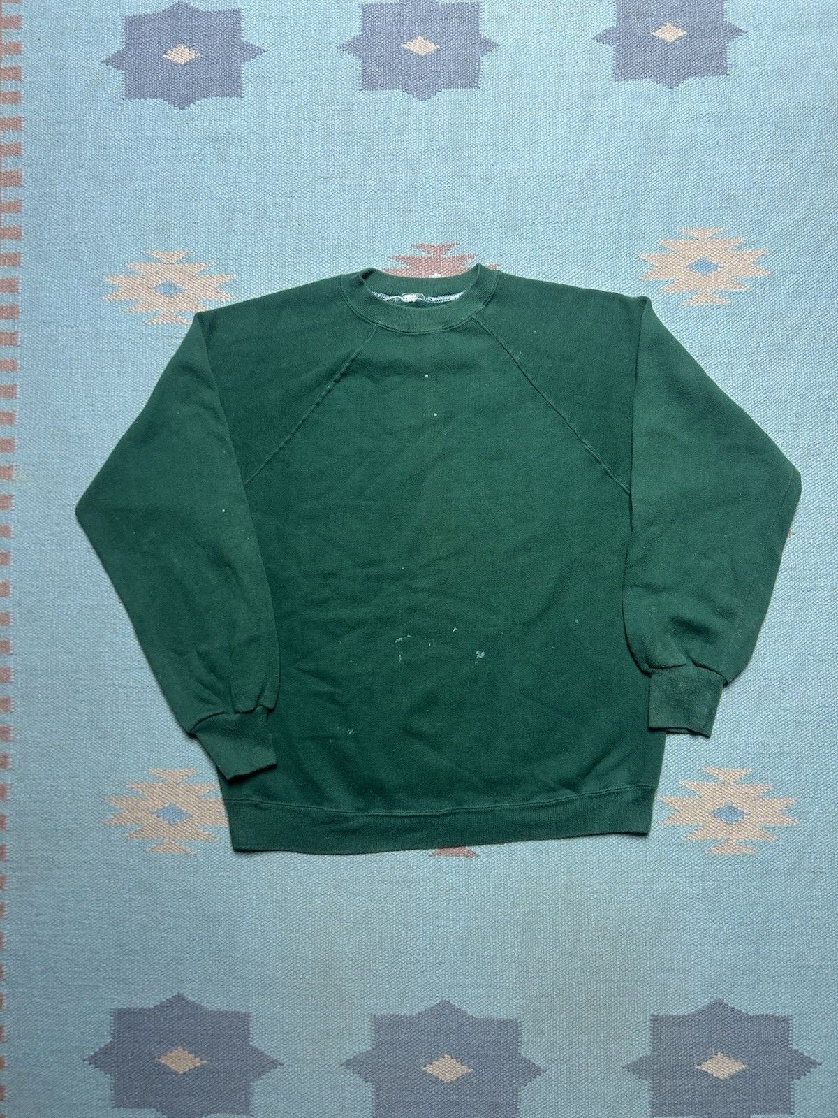 Vintage Vtg 70 crewneck sweatshirt blank forest green raglan paint M Size US M / EU 48-50 / 2 - 1 Thumbnail