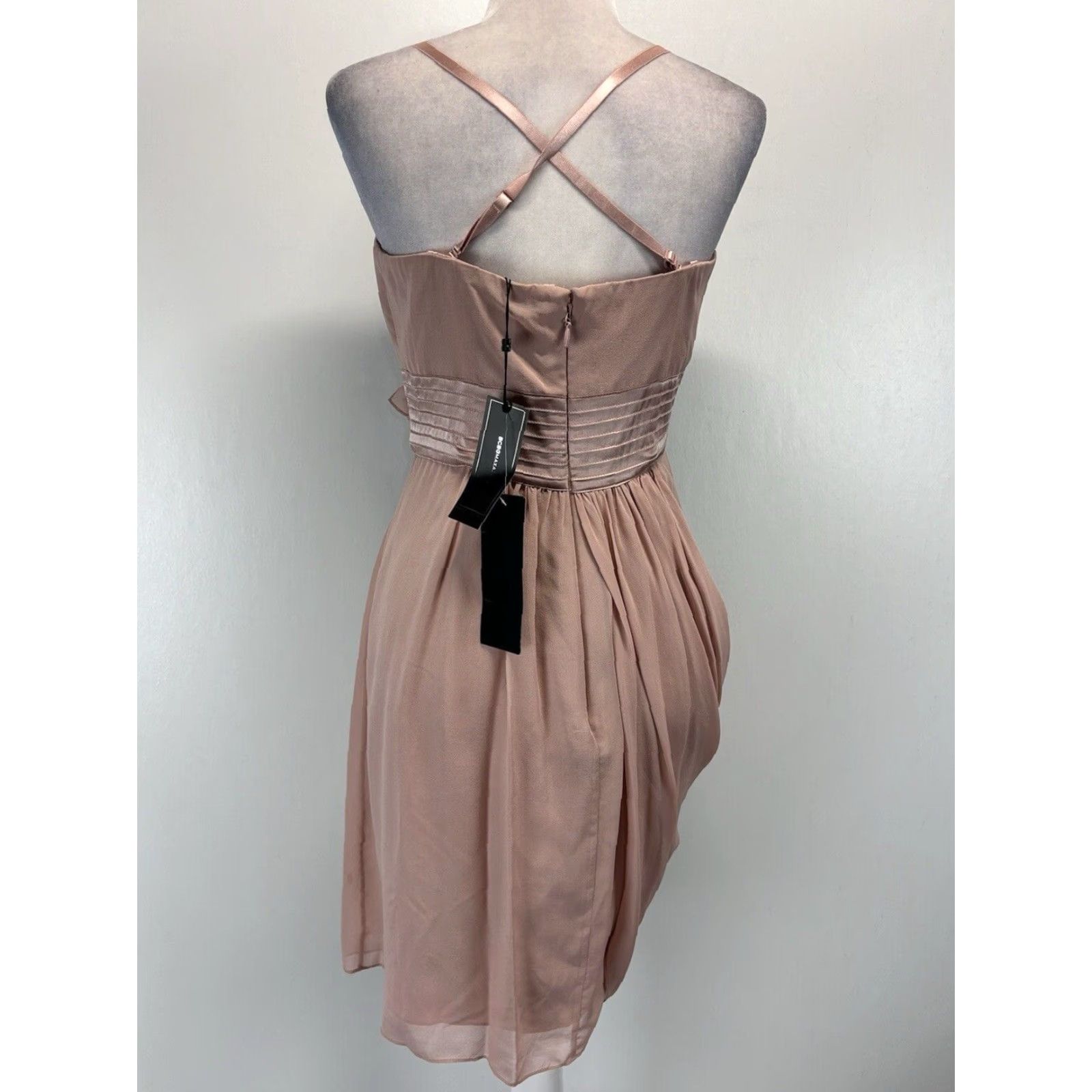 Bcbgmaxazria BCBG MAXAZRIA Emily Rosette Dress Women's Size 10 Blush Pink Silk Chiffon Cocktail Party Size L / US 10 / IT 46 - 3 Thumbnail