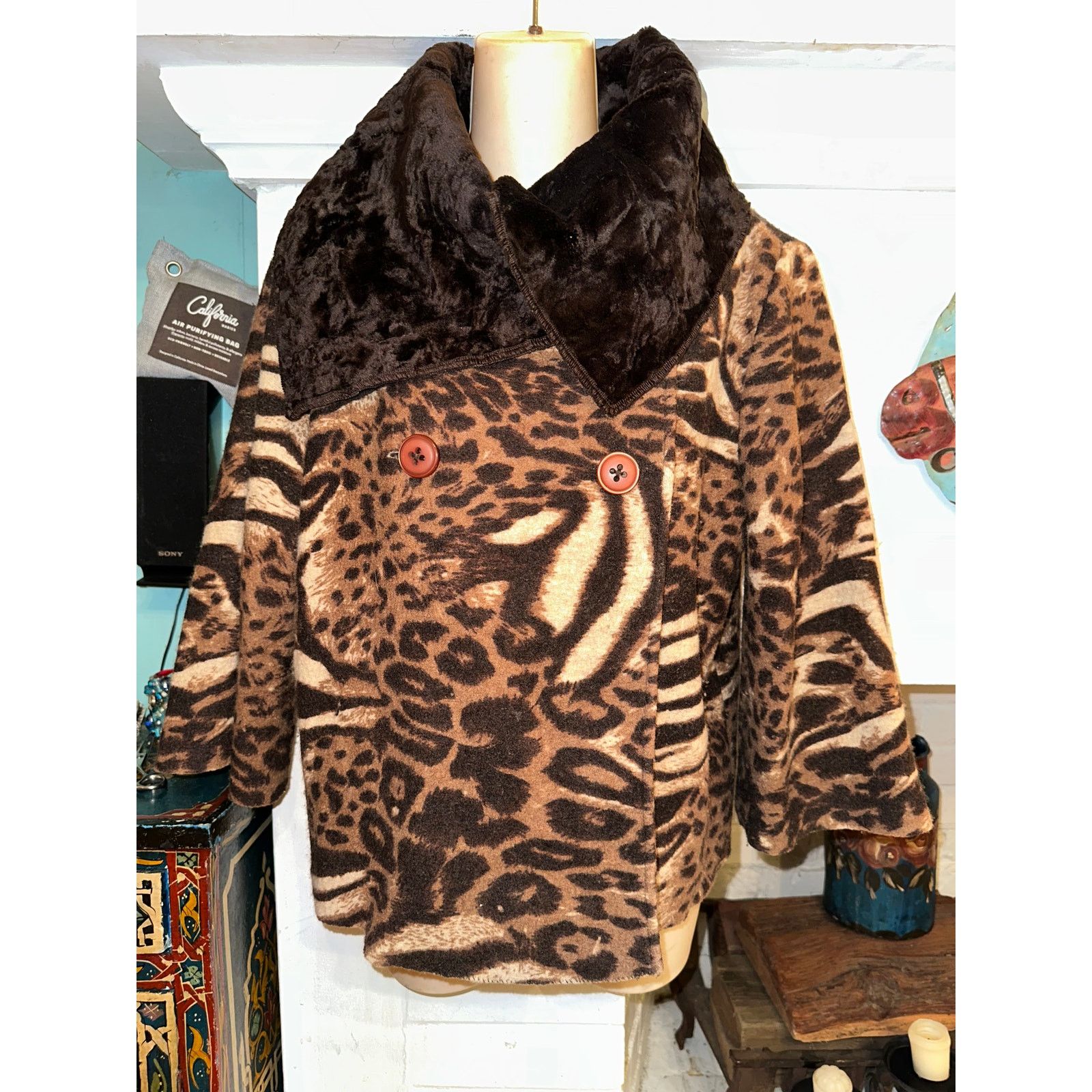 Other Y2K MIXED ANIMAL PRINT LEOPARD SWEATER JACKET WRAP COLLAR S Size S / US 4 / IT 40 - 1 Thumbnail