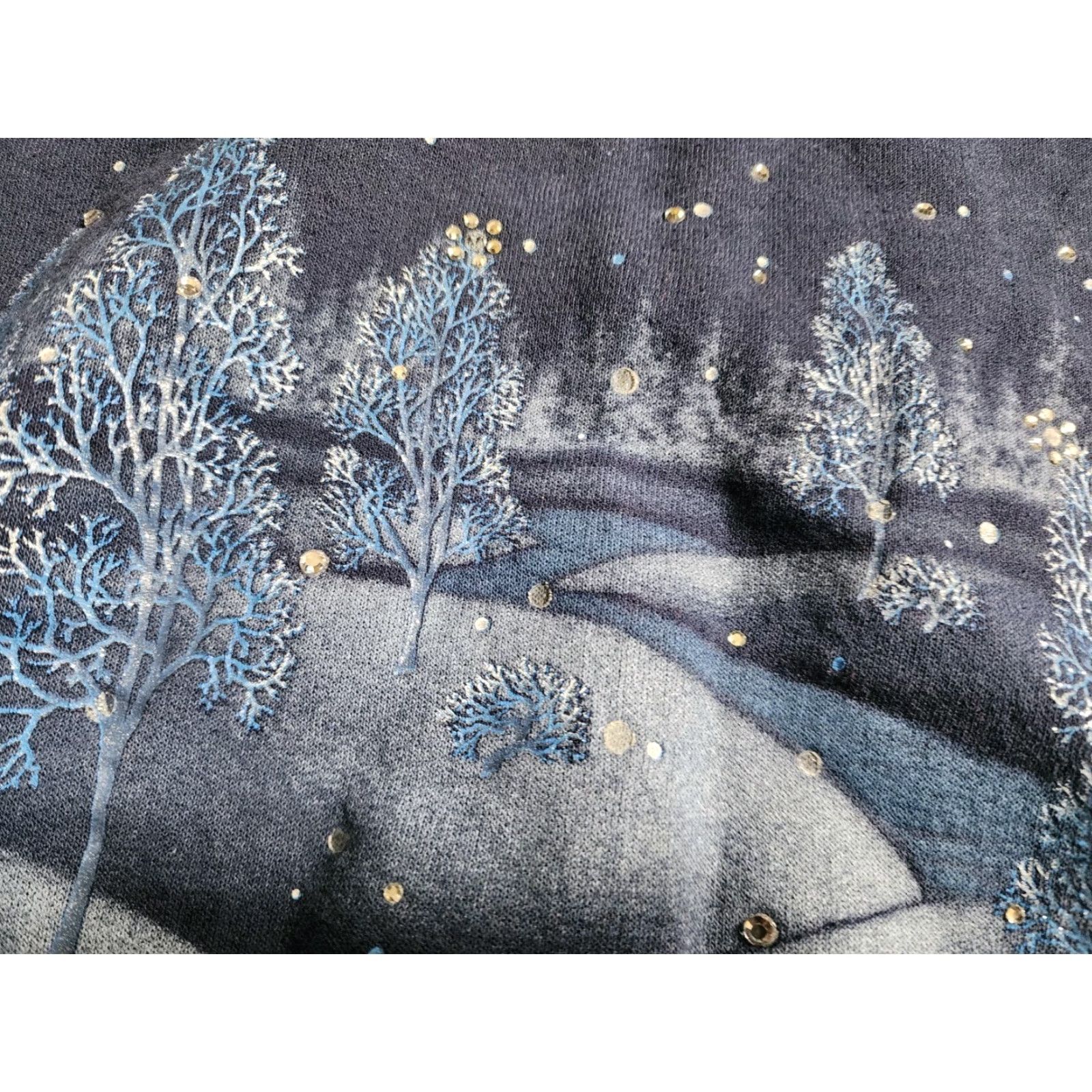 Vintage VINTAGE Morning Sun Sweatshirt Woman L Blue 90s Christmas Snow Forest Graphic Print Crew Neck Pullover Winter Size L / US 10 / IT 46 - 3 Thumbnail
