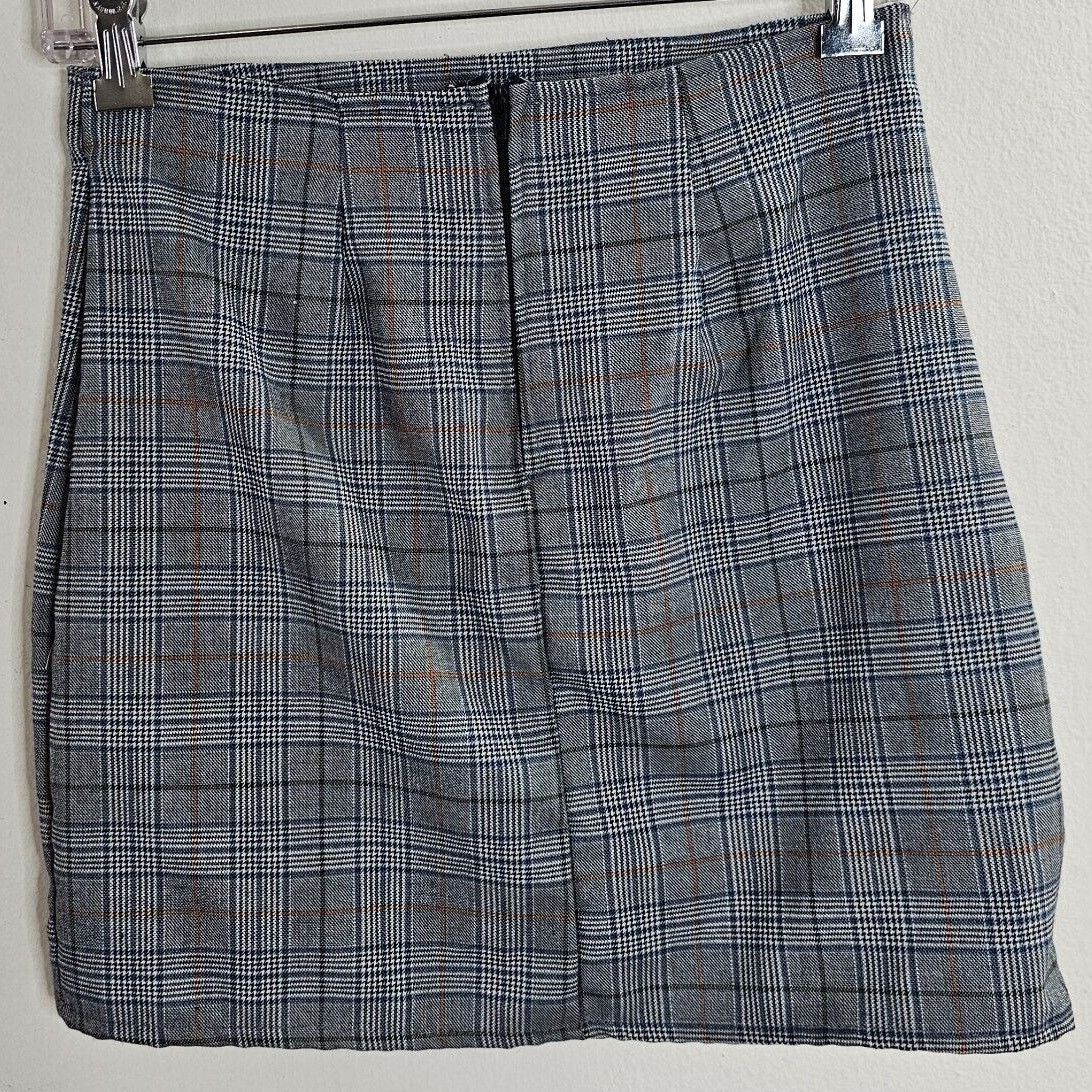 Other NWT Windsor Gray Plaid High Waist Side Slit Mini Skirt S Size 27" / US 4 / IT 40 - 3 Thumbnail