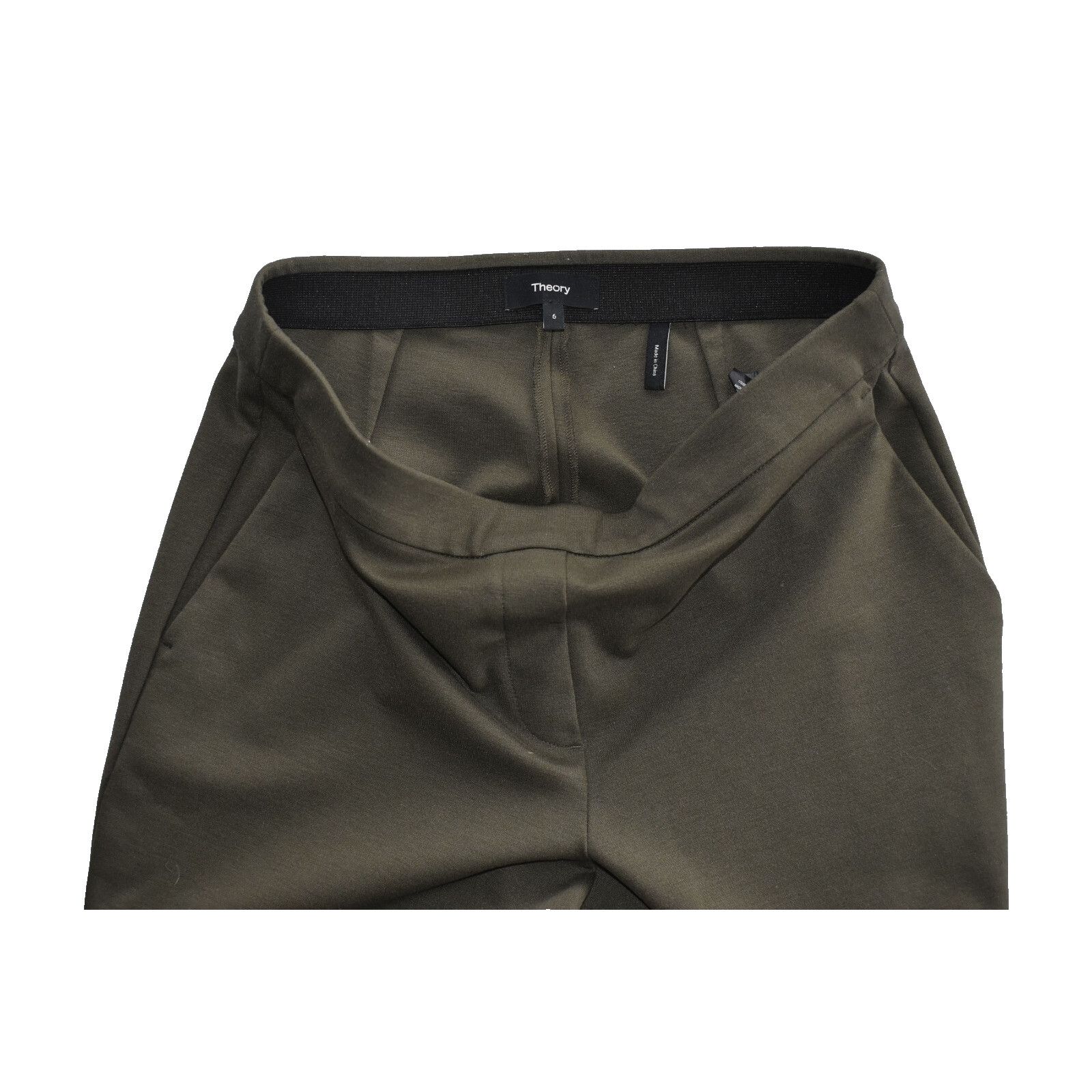 Theory THEORY Fatigue Green Elastic Waist PullOn Trouser Pants Sz 6 Size 28" / US 6 / IT 42 - 3 Thumbnail