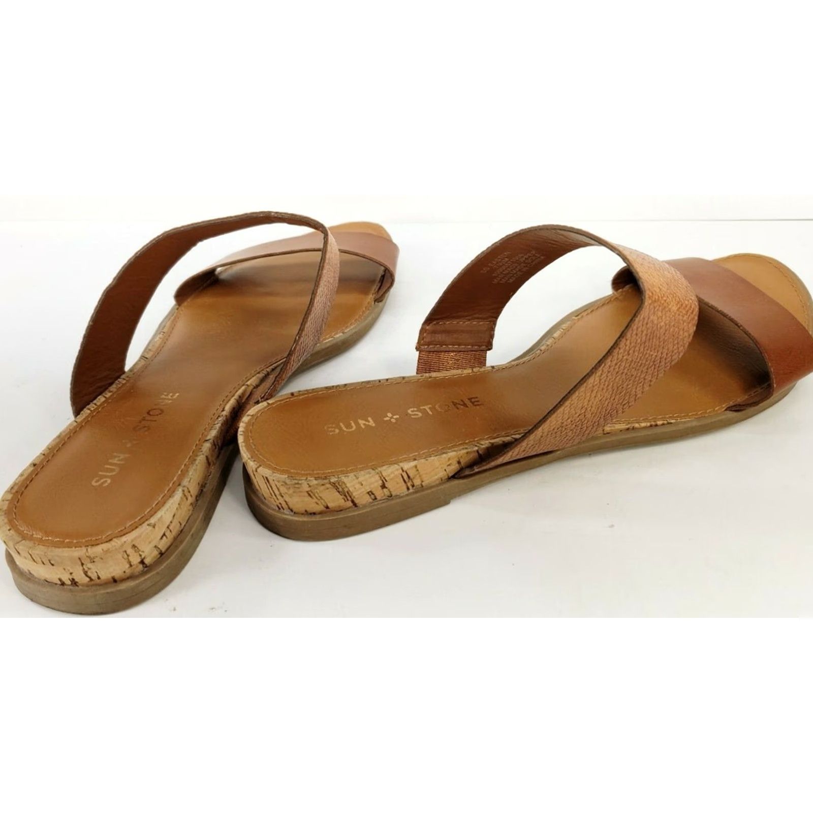 Vintage Sun + Stone Women's Slides Double Crossover Sandals Brown Size 7.5M EUC Shoes Slip On Casual Comfort Footwear Size US 8 / IT 38 - 5 Thumbnail