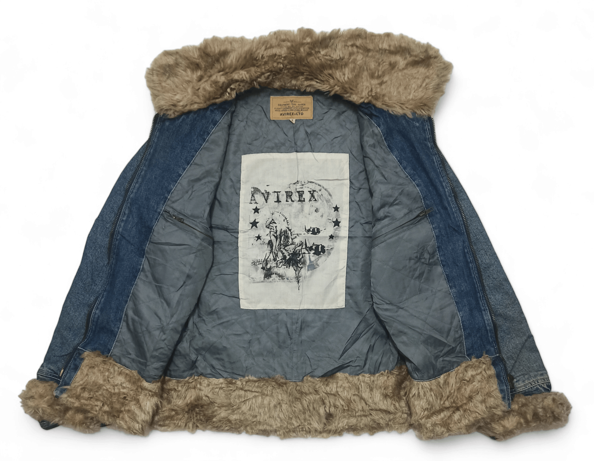 Avirex Vintage Avirex Military Air Force Fur Denim Jean Jacket Size US L / EU 52-54 / 3 - 5 Thumbnail