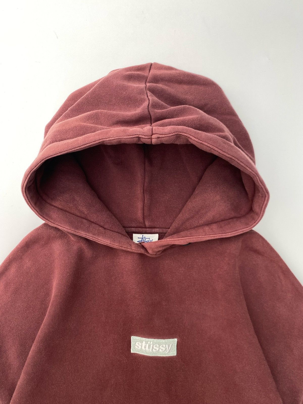 Stussy Vintage Stussy Box Logo Acid Washed Maroon Hoodie Size US L / EU 52-54 / 3 - 3 Thumbnail
