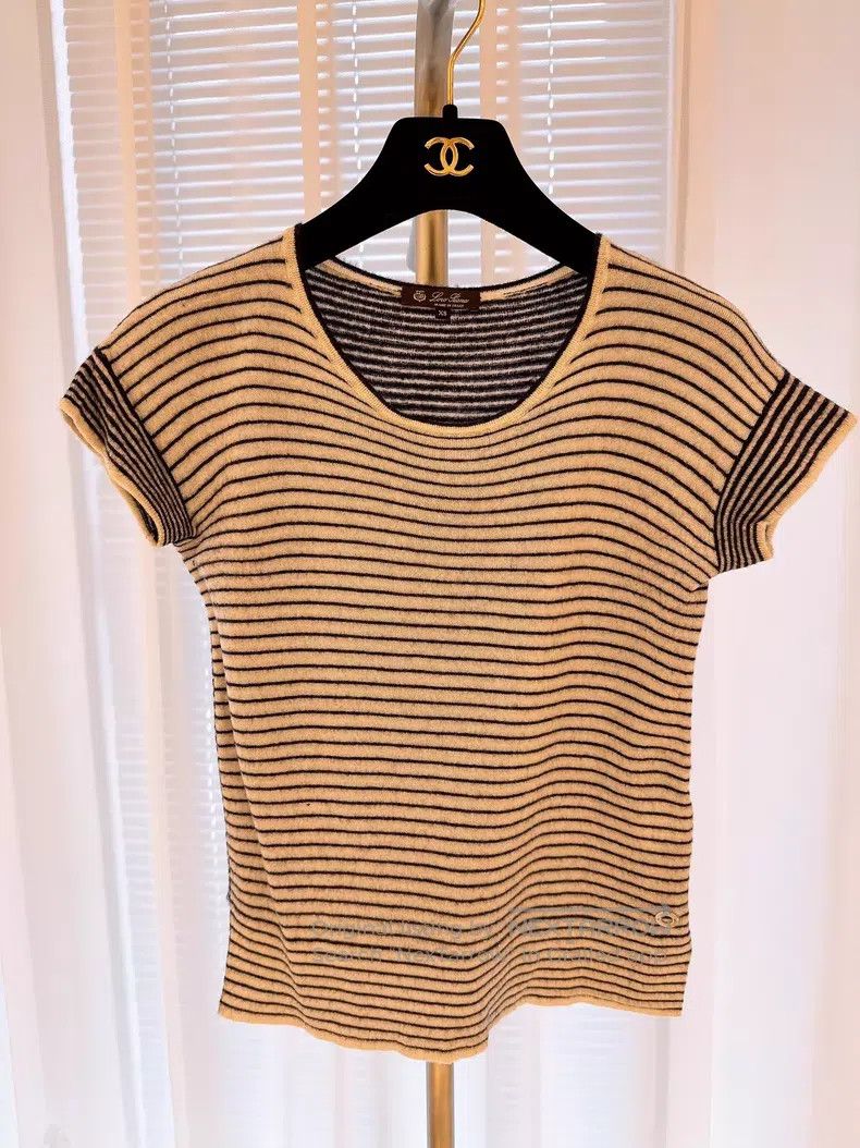 Loro Piana Loro Piana Black and White Striped Cashmere Knit Short Sle Size XS / US 0-2 / IT 36-38 - 1 Thumbnail