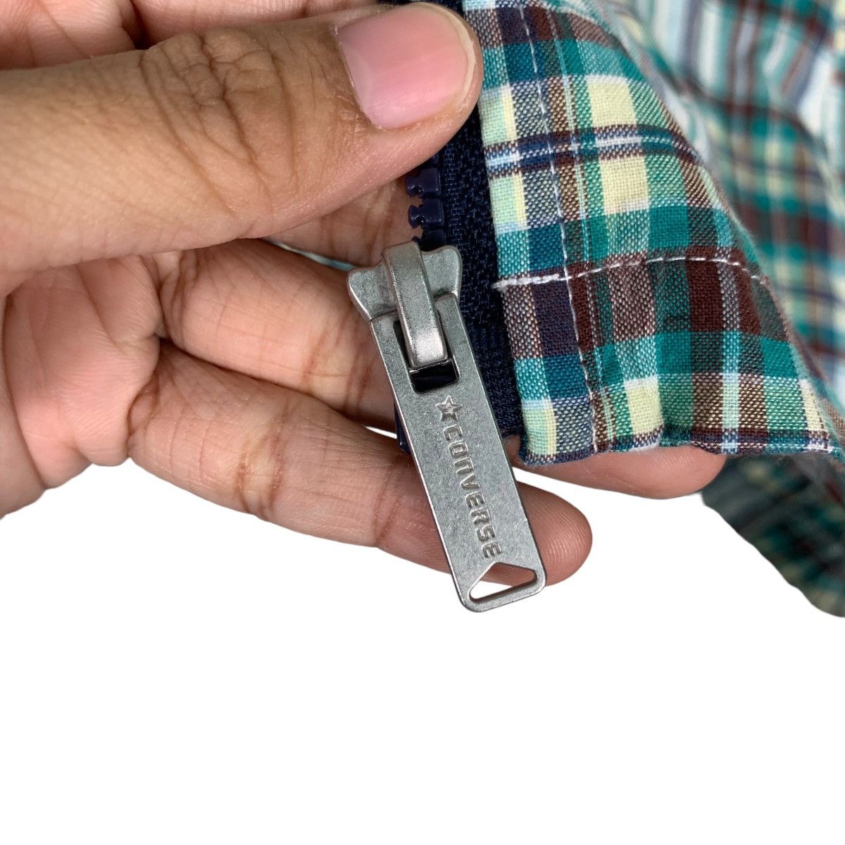Converse CONVERSE GREEN CHECKED SHORT SLEEVE HOODIES JACKET #0196-C10 Size US L / EU 52-54 / 3 - 15 Thumbnail
