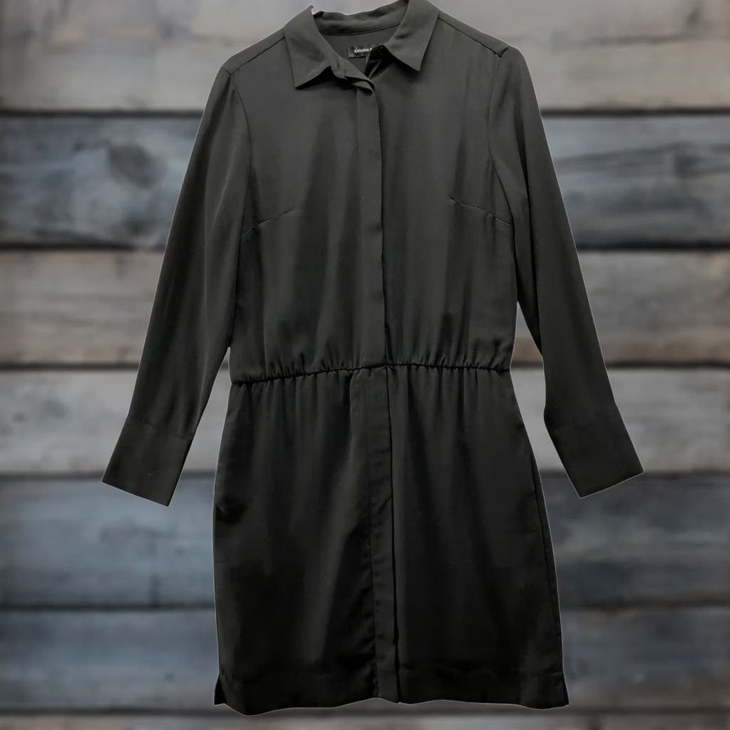 Banana Republic Banana Republic Shirt Dress Womens 2 Black Long Sleeve Collared Knee Length Size XS / US 0-2 / IT 36-38 - 1 Thumbnail