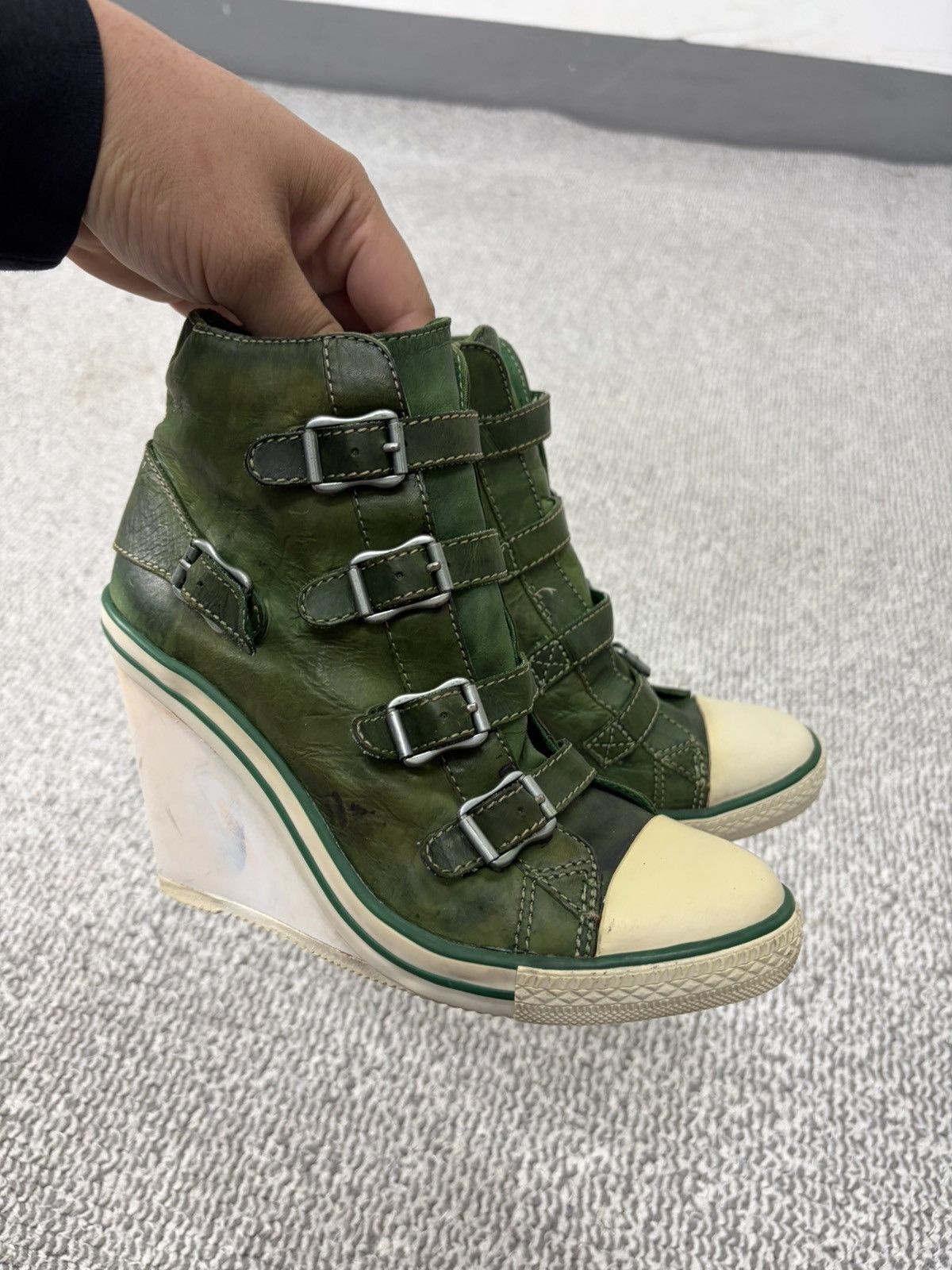 ASH Ash Wedge Genial Buckled Leather Size 37 Size US 7 / IT 37 - 1 Thumbnail
