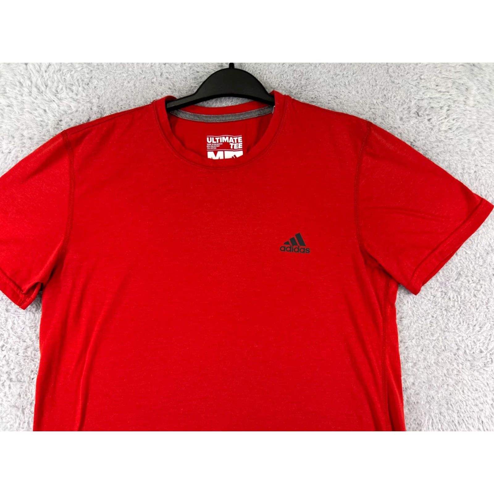 Adidas Adidas Shirt Men Medium Red Logo Short Sleeve Crew Neck Polyester Blend Size US M / EU 48-50 / 2 - 5 Thumbnail