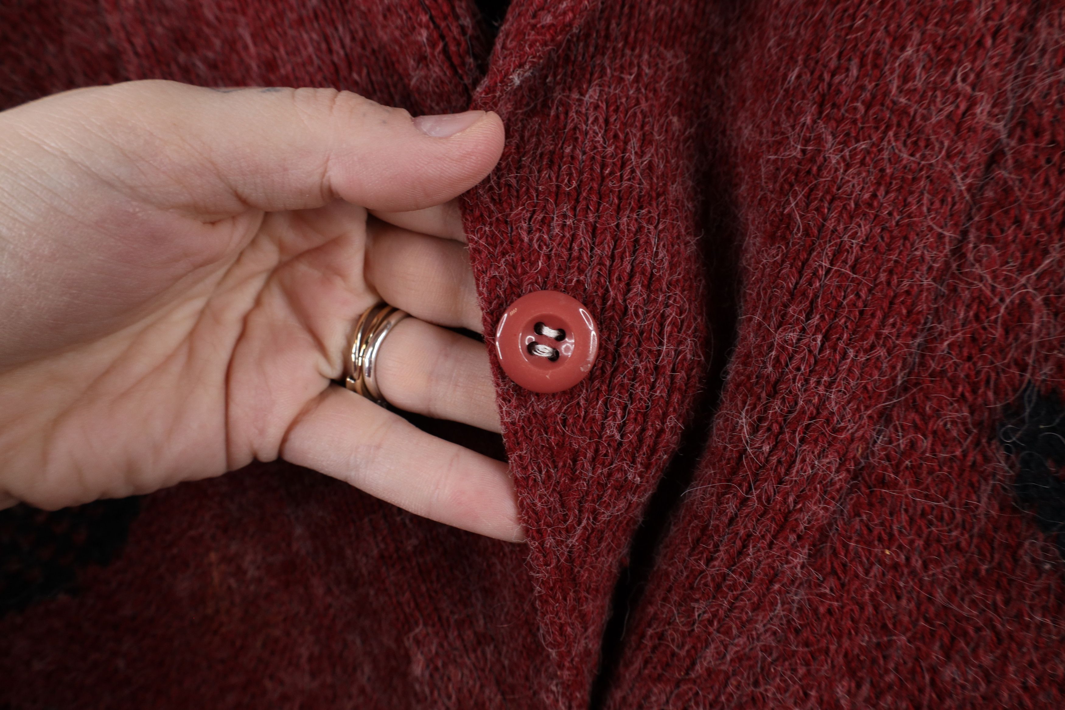 Vintage Vintage 90s Streetwear Wool Knit Flower Shawl Sweater Jacket Size L / US 10 / IT 46 - 7 Thumbnail