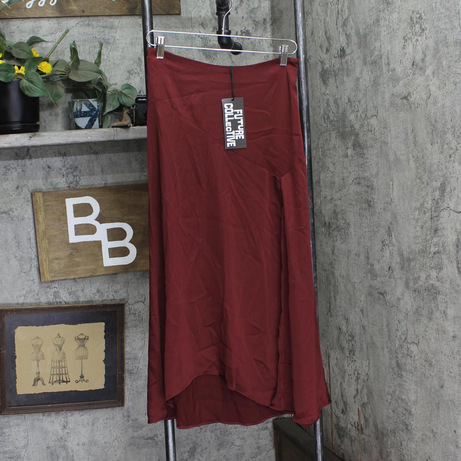 Other Nwt Future Collective Midi Skirt 92248804 Burgundy Red Xs Size 26" / US 2 / IT 38 - 1 Thumbnail